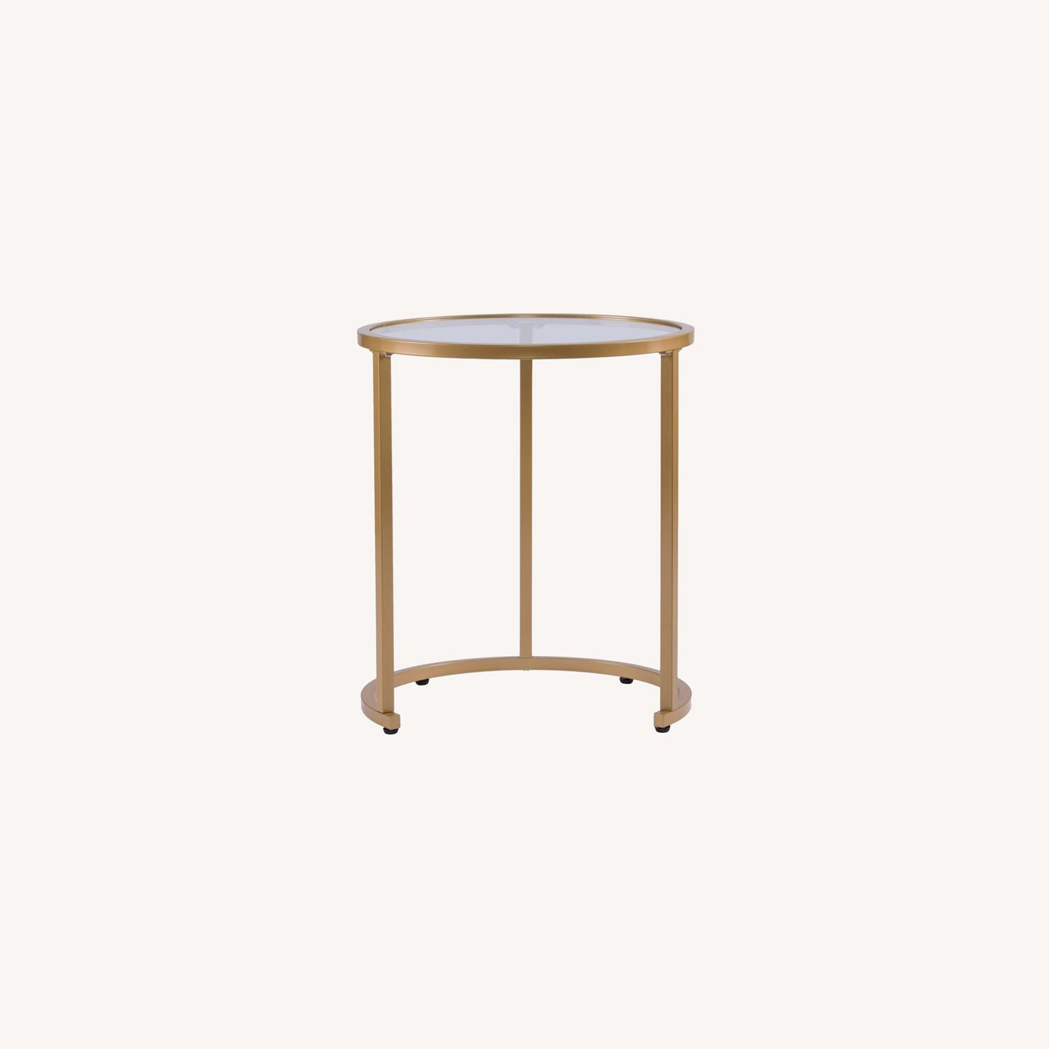 MidCentury Modern Gold and Glass Nesting Tables AptDeco