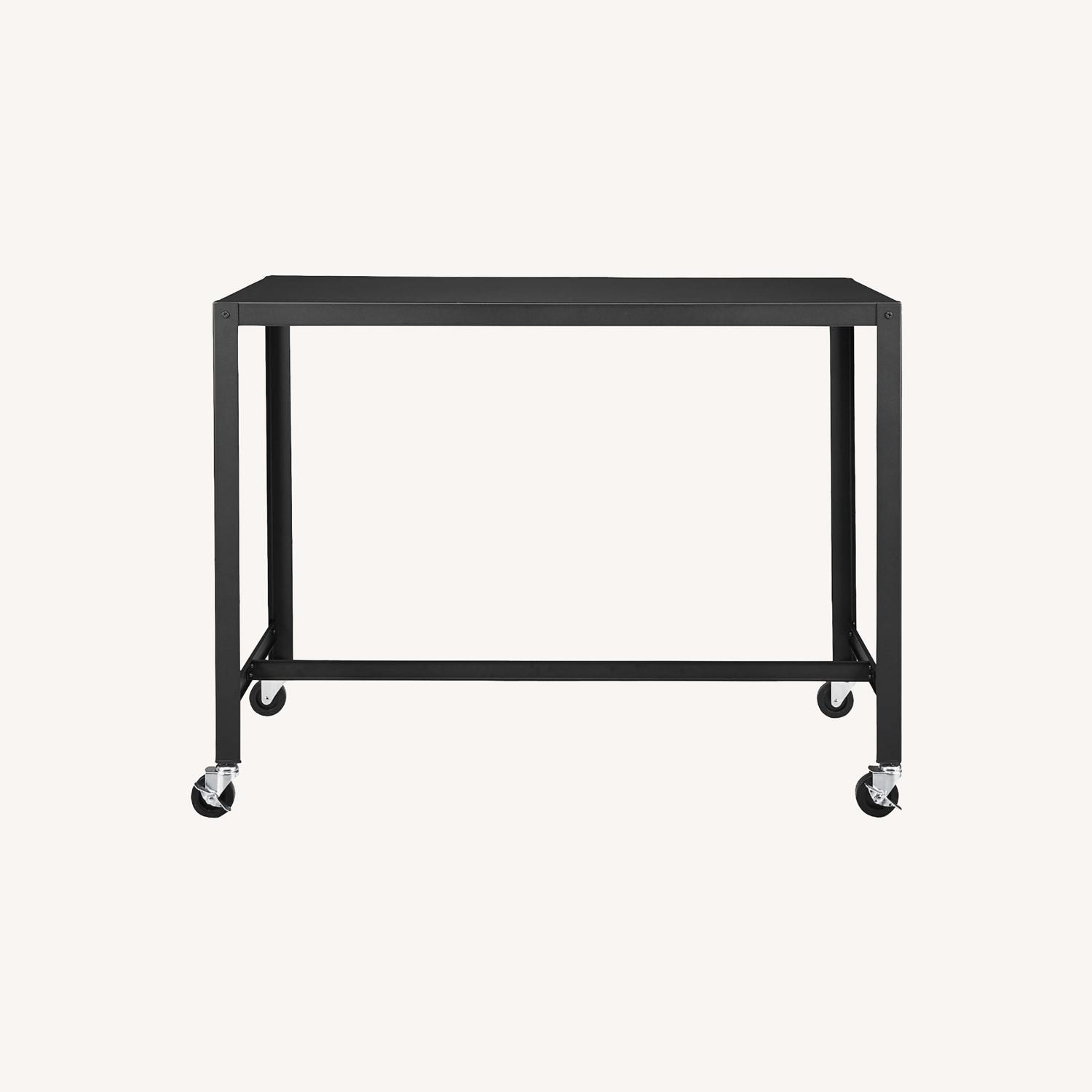 CB2 Black Steel Black Rolling Desk AptDeco
