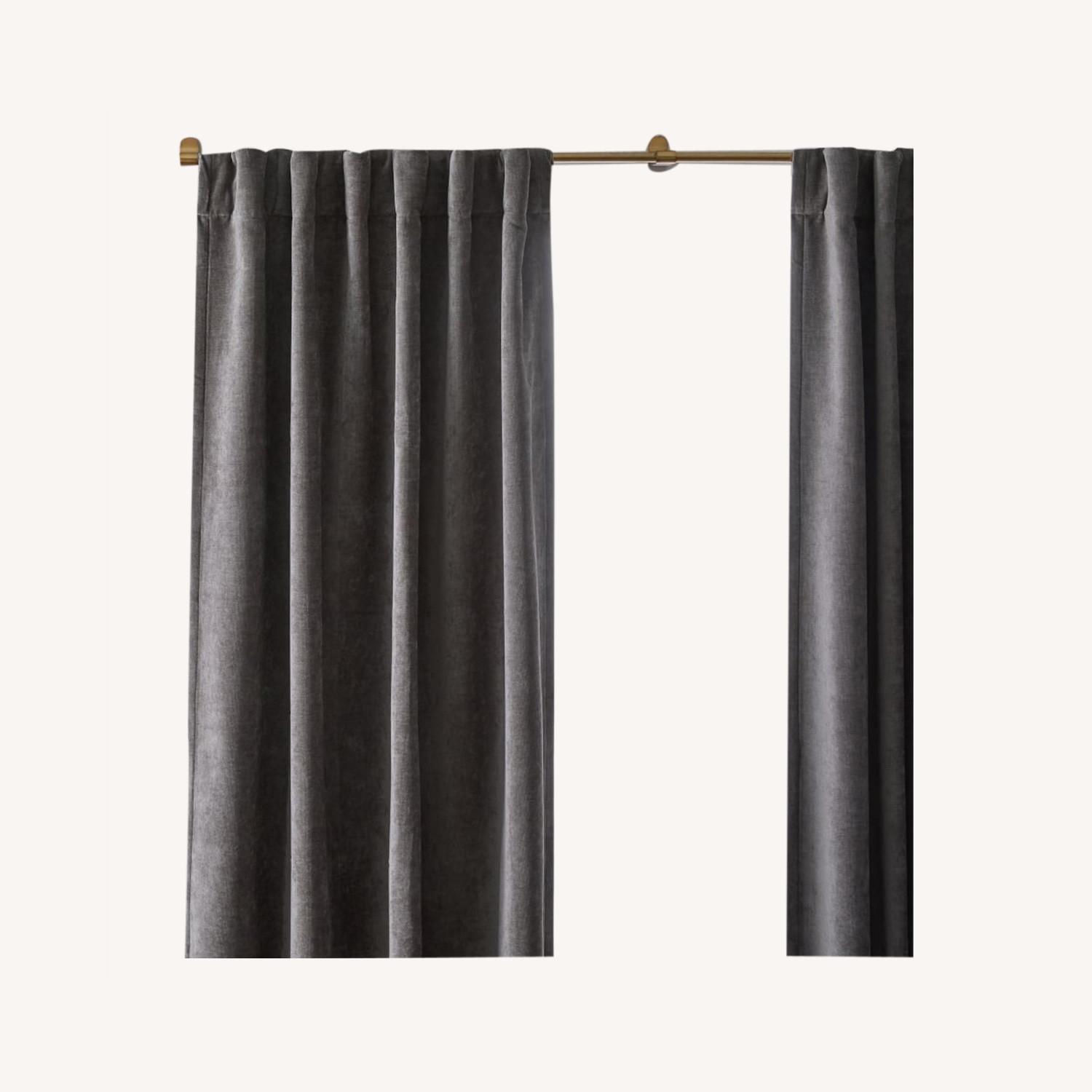West Elm Velvet Grey Curtain 48in x 84in - image-0