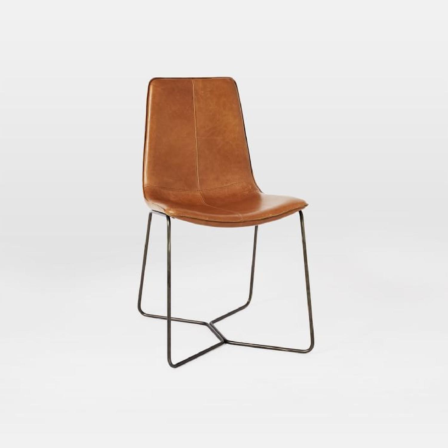 West Elm Slope Leather Dining Chairs - image-6