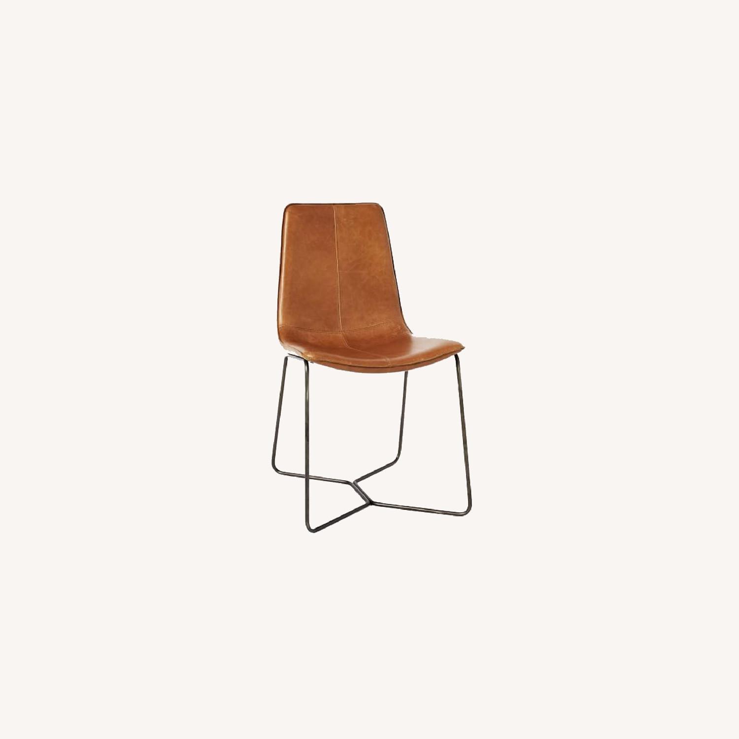 West Elm Slope Leather Dining Chairs - image-0