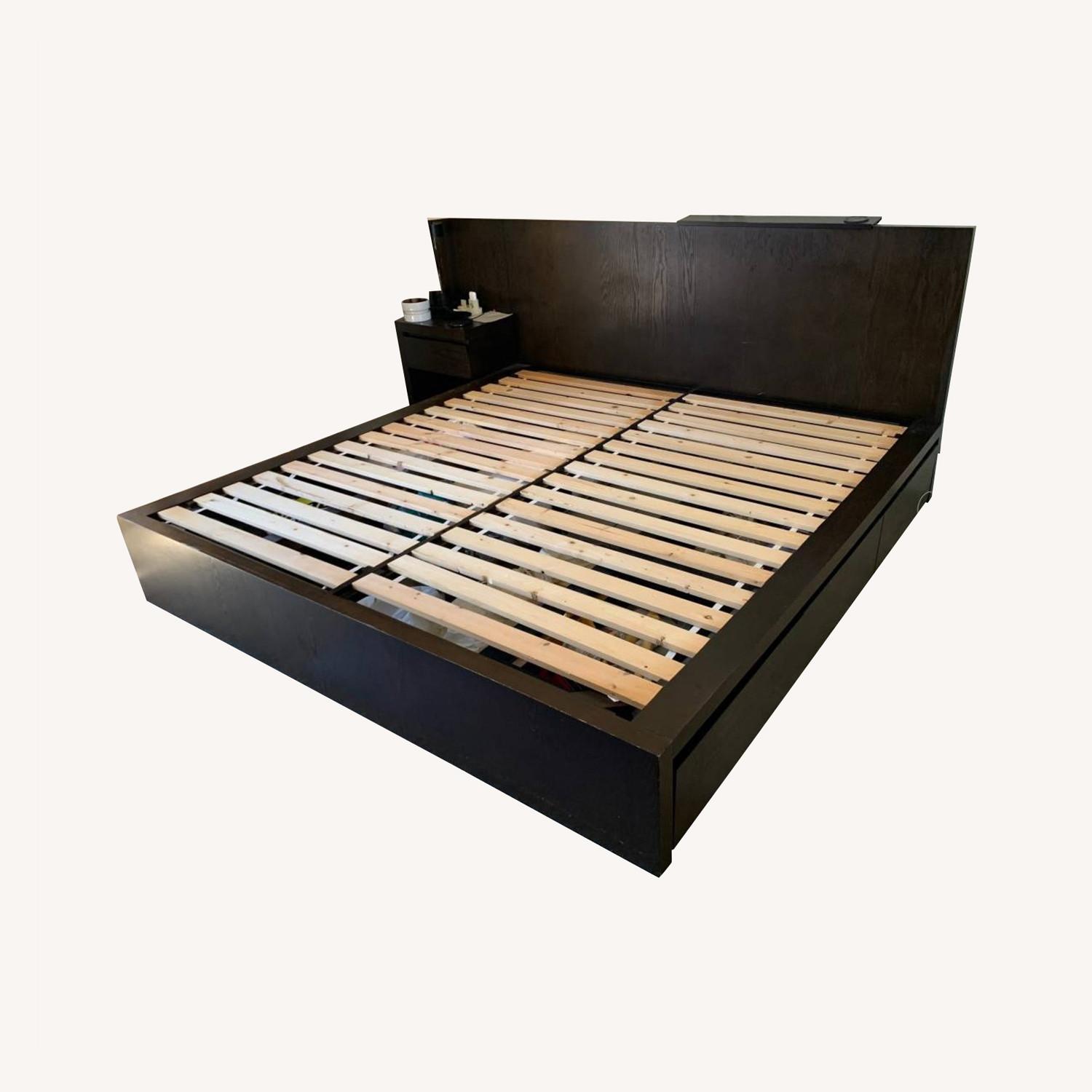 West Elm King Storage Bed w/ Nightstand AptDeco