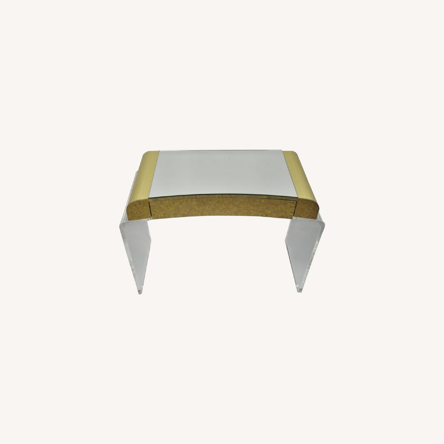 Lucite Waterfall Mirrored Vanity Table - image-0