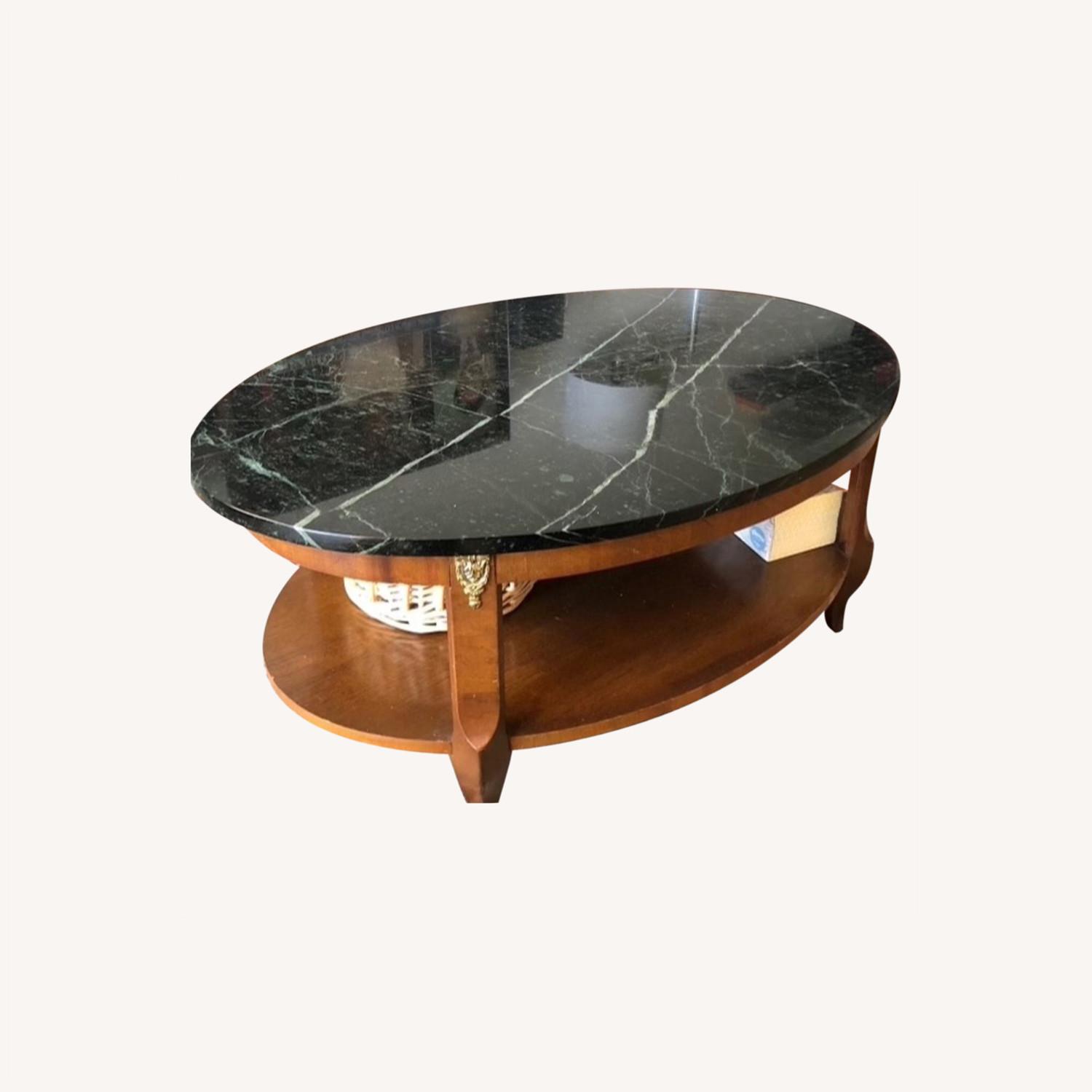 Marble/Wood Coffee Table AptDeco