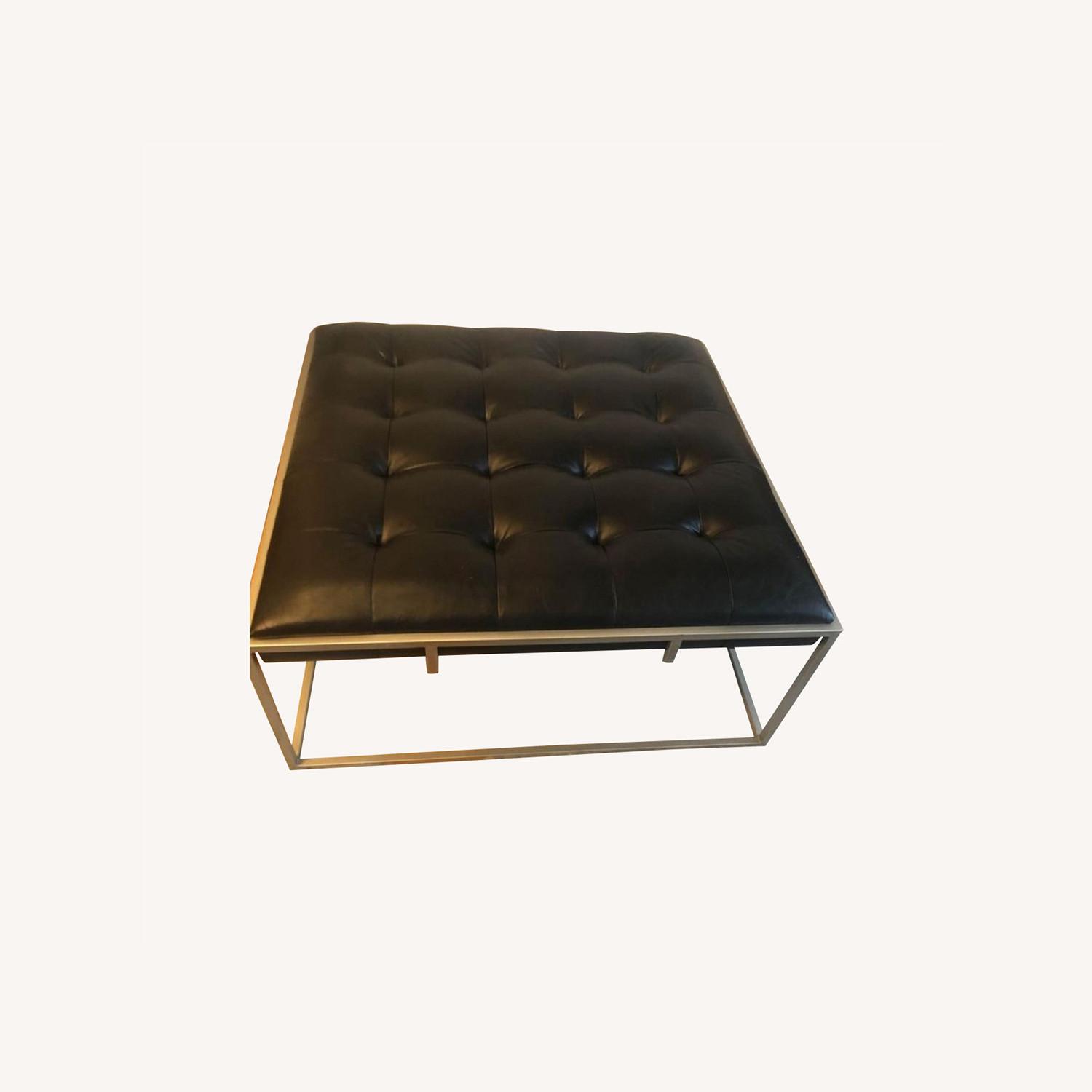 Black Quilted Leather Ottoman Coffee Table - image-0