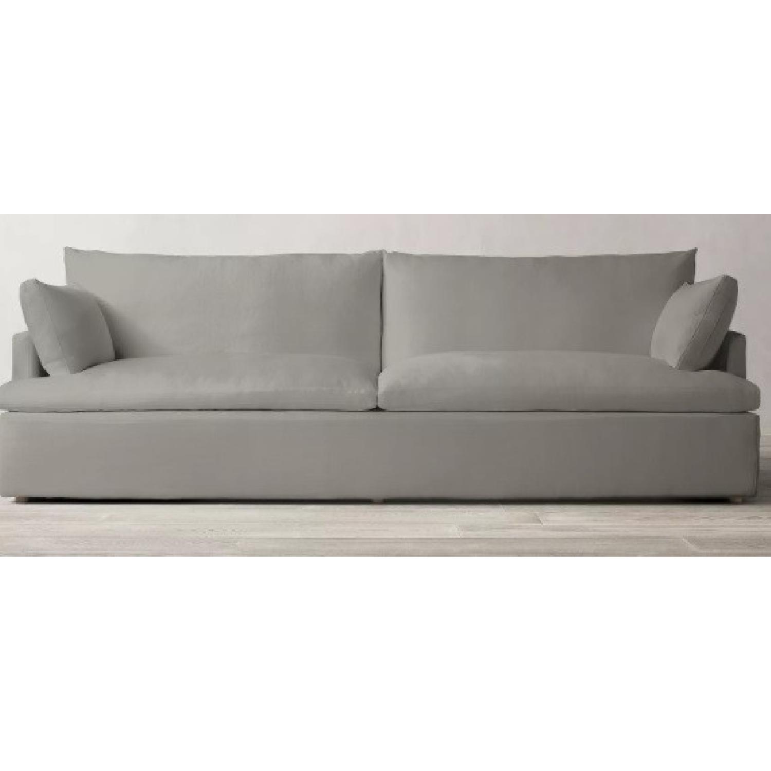 Restoration Hardware Sofa with new linen slipcover AptDeco