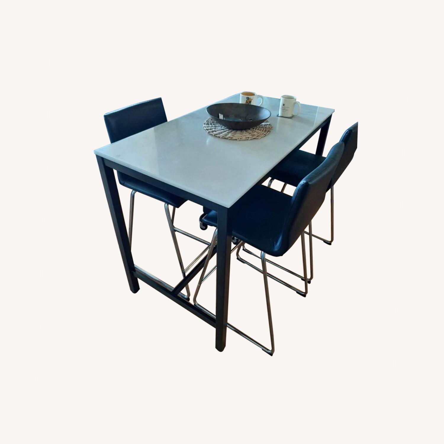 Marble High Table and 4 Chairs AptDeco