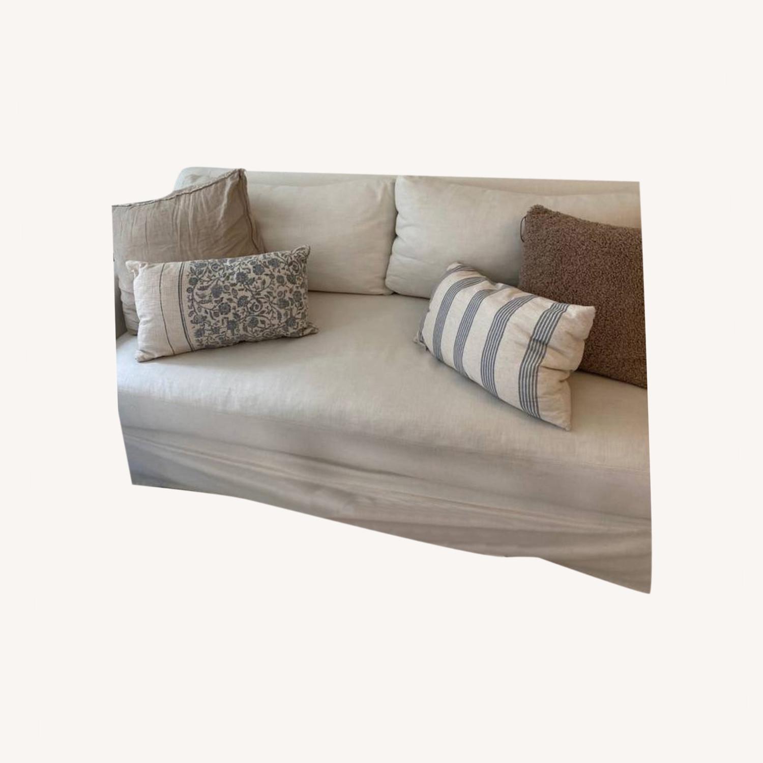 Pottery Barn York Slope Arm Slipcovered Ivory Sofa AptDeco