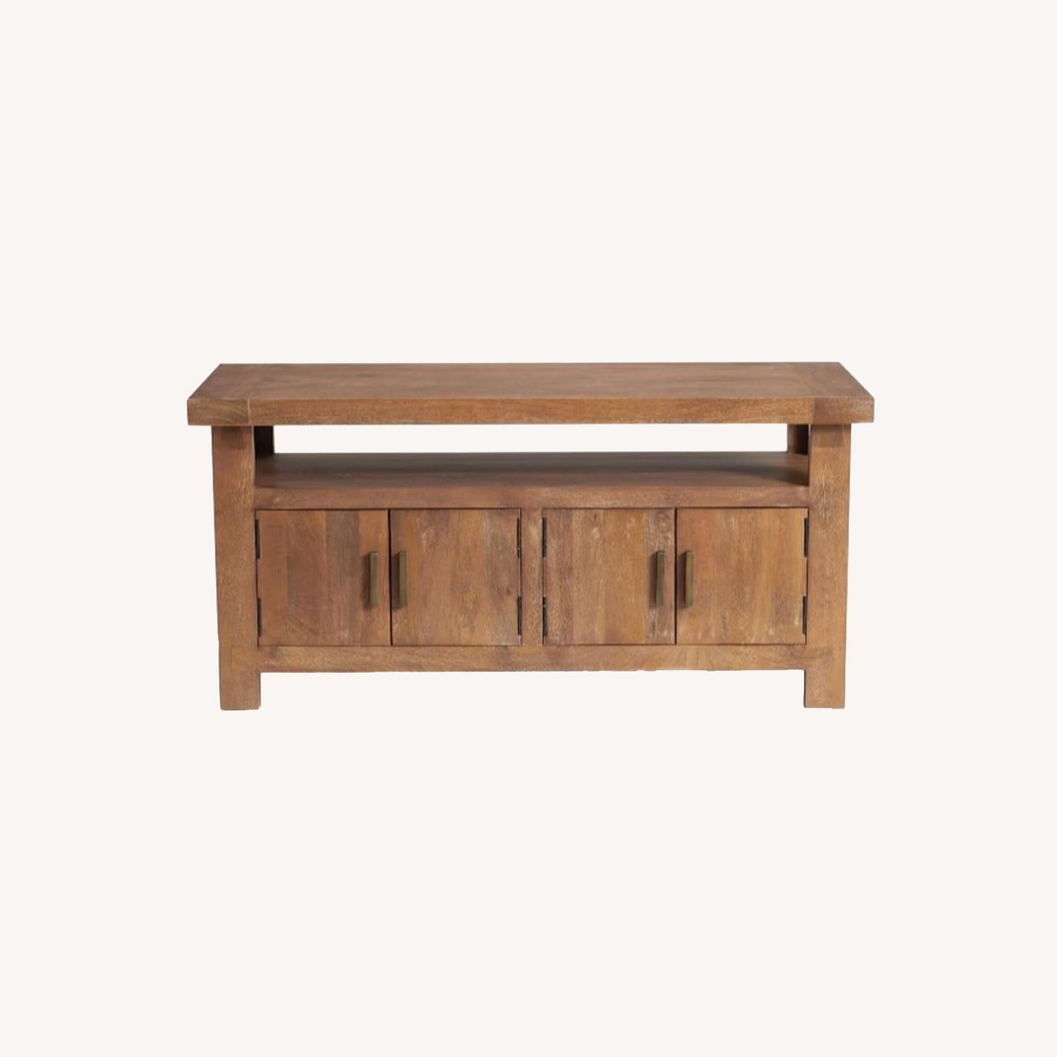 Pottery Barn Reed 50" Media Console, Antique Umber - image-0