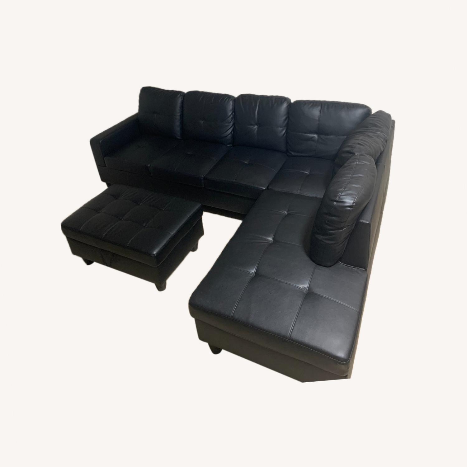 Leather Sofa & Chaise with Ottoman AptDeco