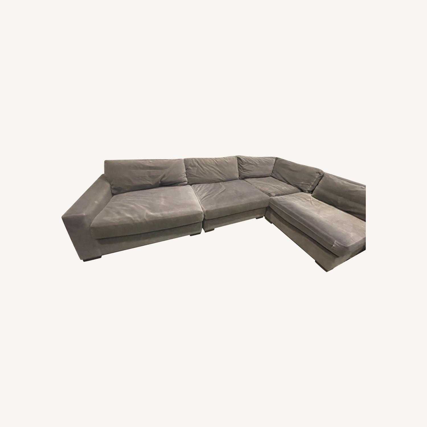 Restoration Hardware Gray Velvet Couch AptDeco