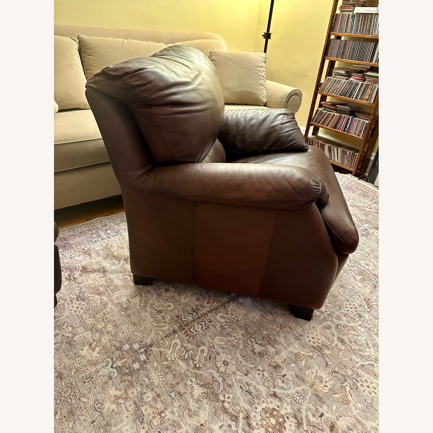 Natuzzi Brown Leather Armchair and Ottoman - image-9