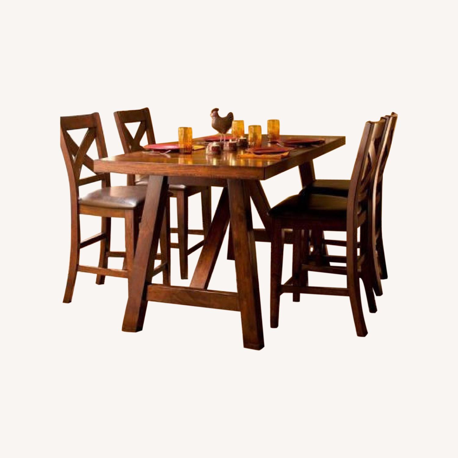 Raymour & Flanigan Counter Height Mission Style Dining Set - image-0