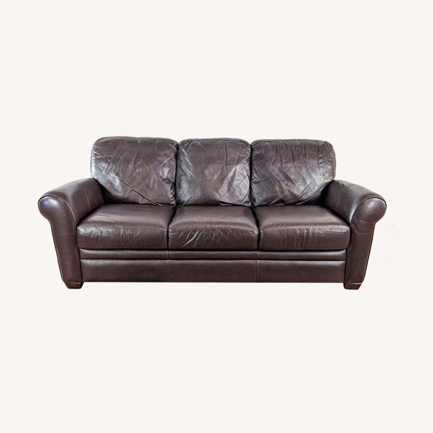 Bassett 84 Full Leather Sofa AptDeco