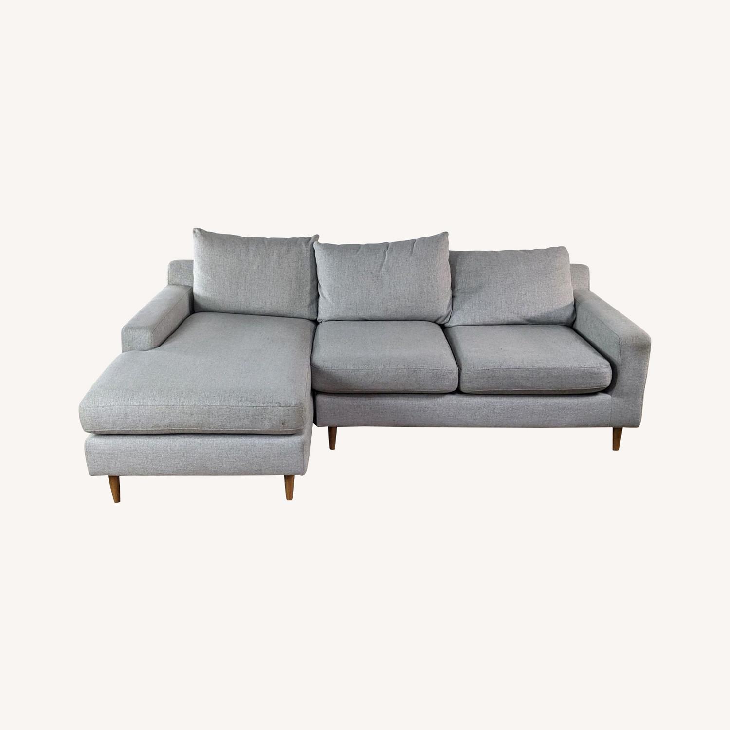 Interior Define Gray Upholstered Sectional Sofa AptDeco