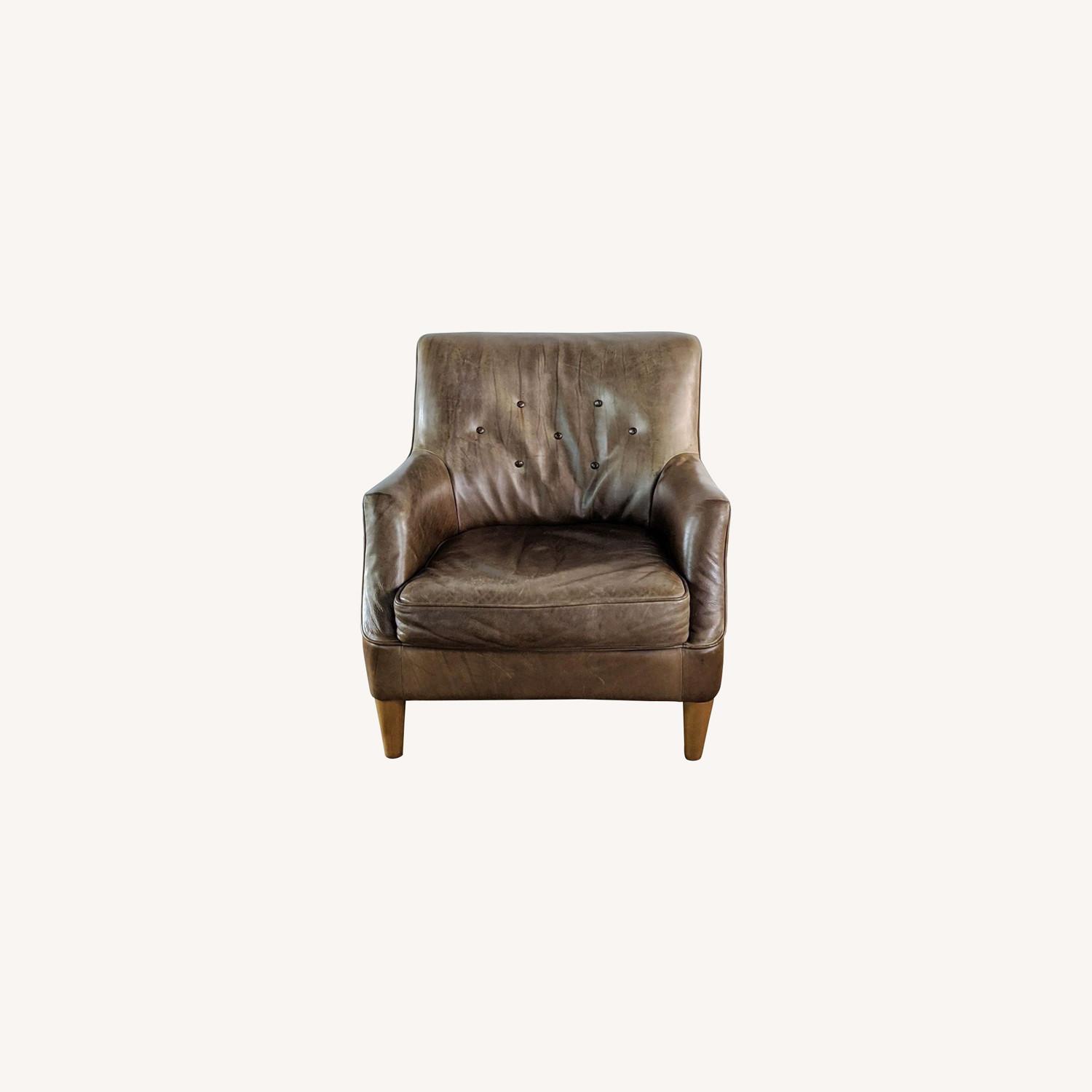 West Elm Brown Leather Armchair AptDeco