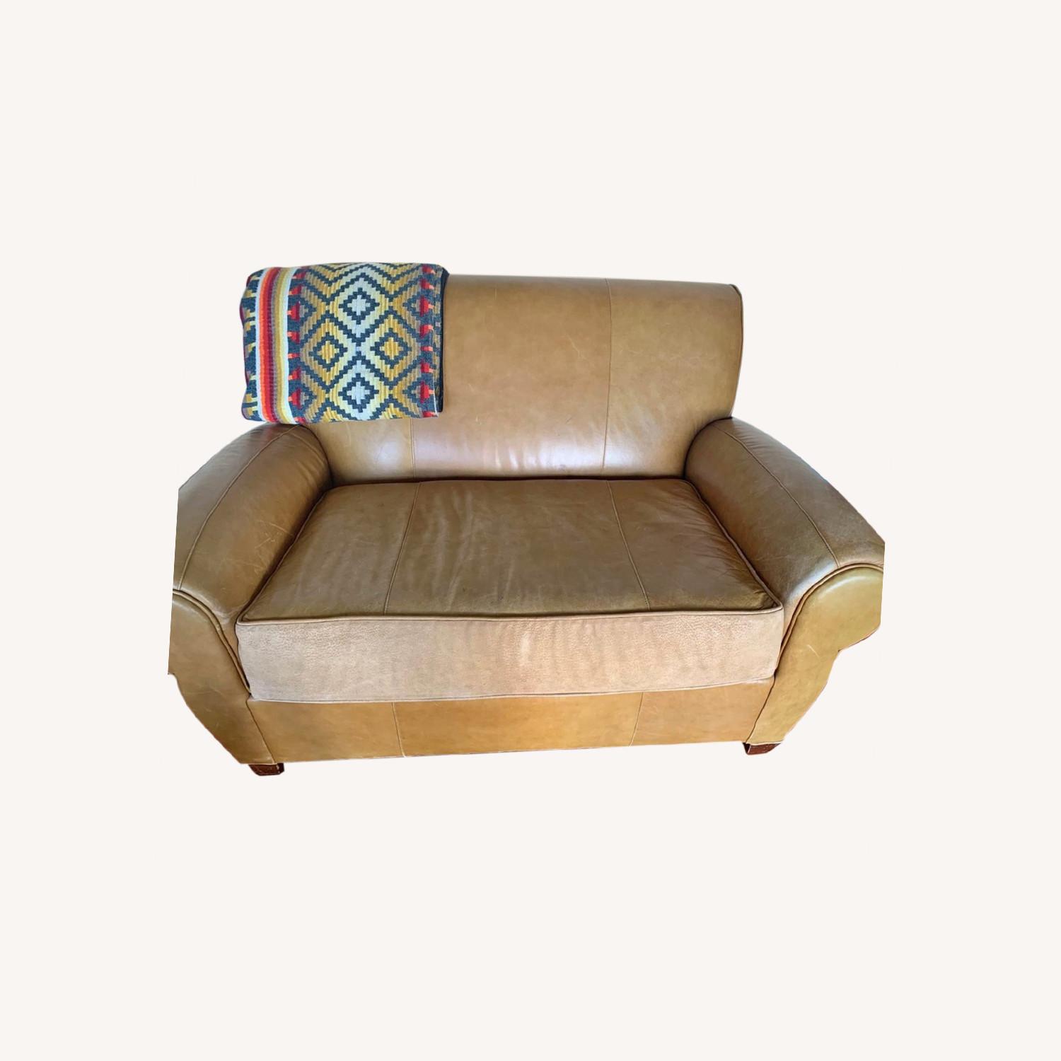 Pottery Barn Leather Loveseat AptDeco