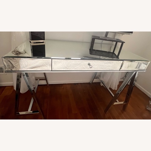 Used Wayfair Etta Avenue Silver Glass Desk for sale on AptDeco