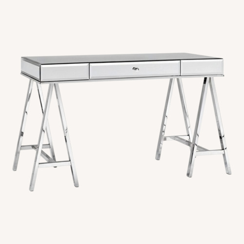Used Wayfair Etta Avenue Silver Glass Desk for sale on AptDeco