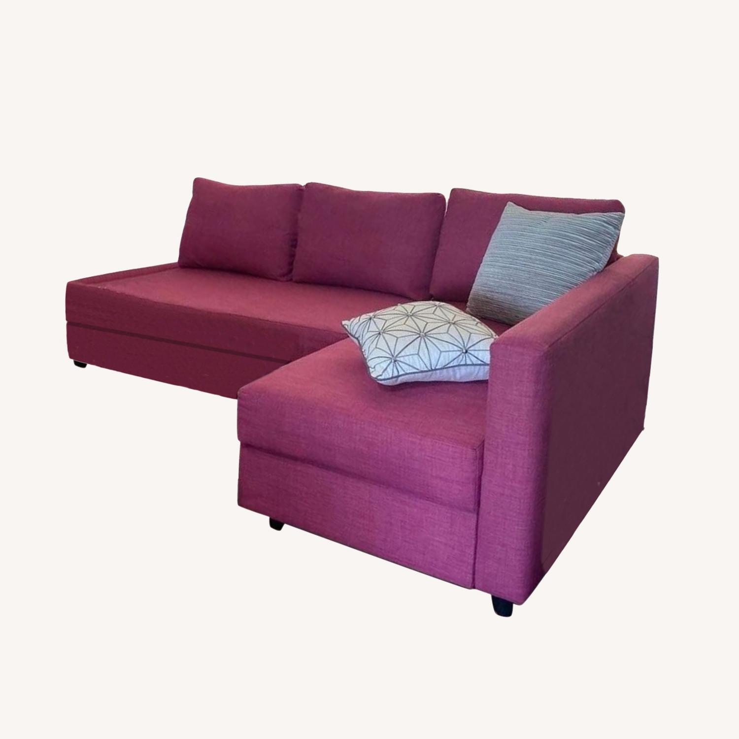 IKEA PINK SOFA BED SECTIONAL WITH STORAGE - image-0
