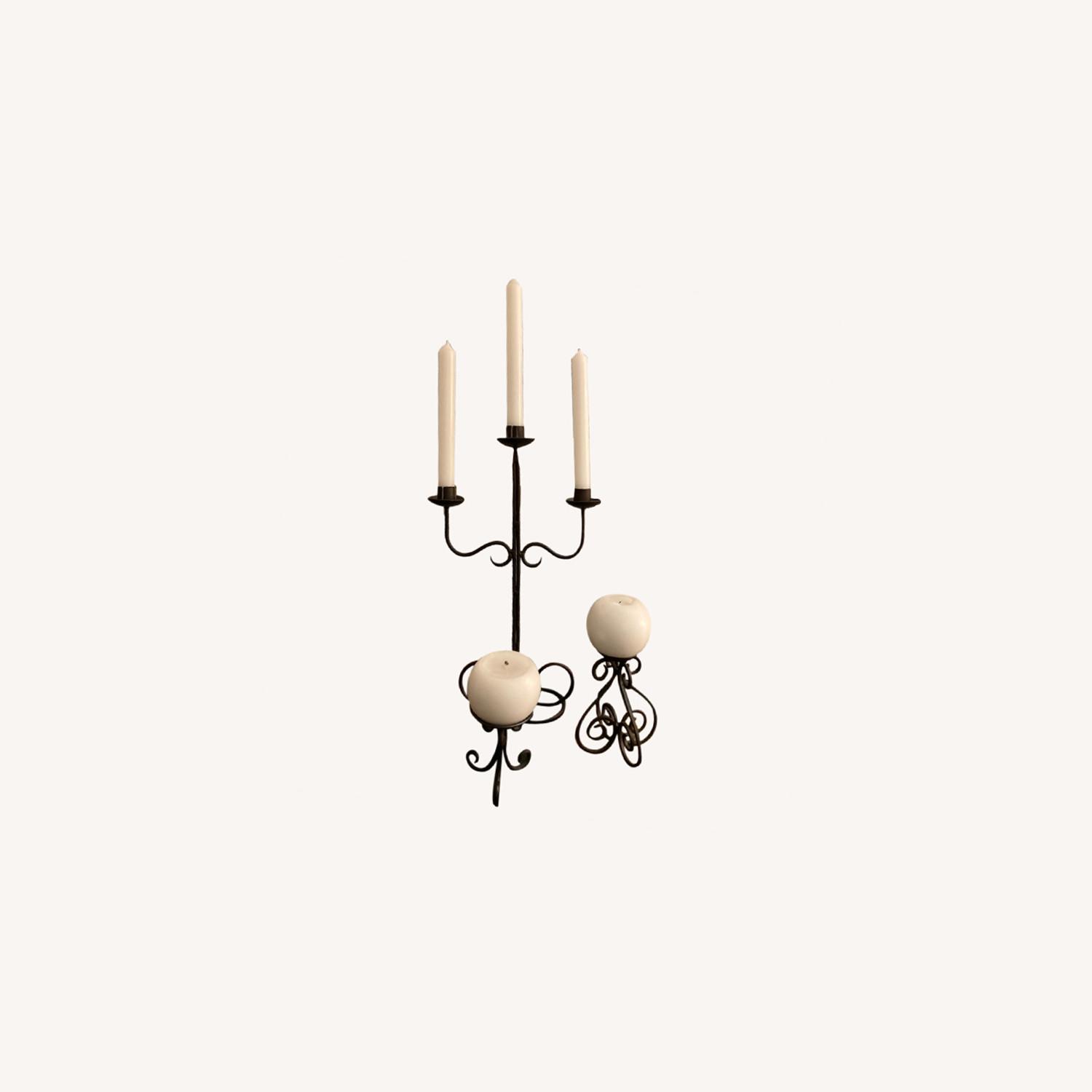 Wrought Iron Candlestick Set AptDeco