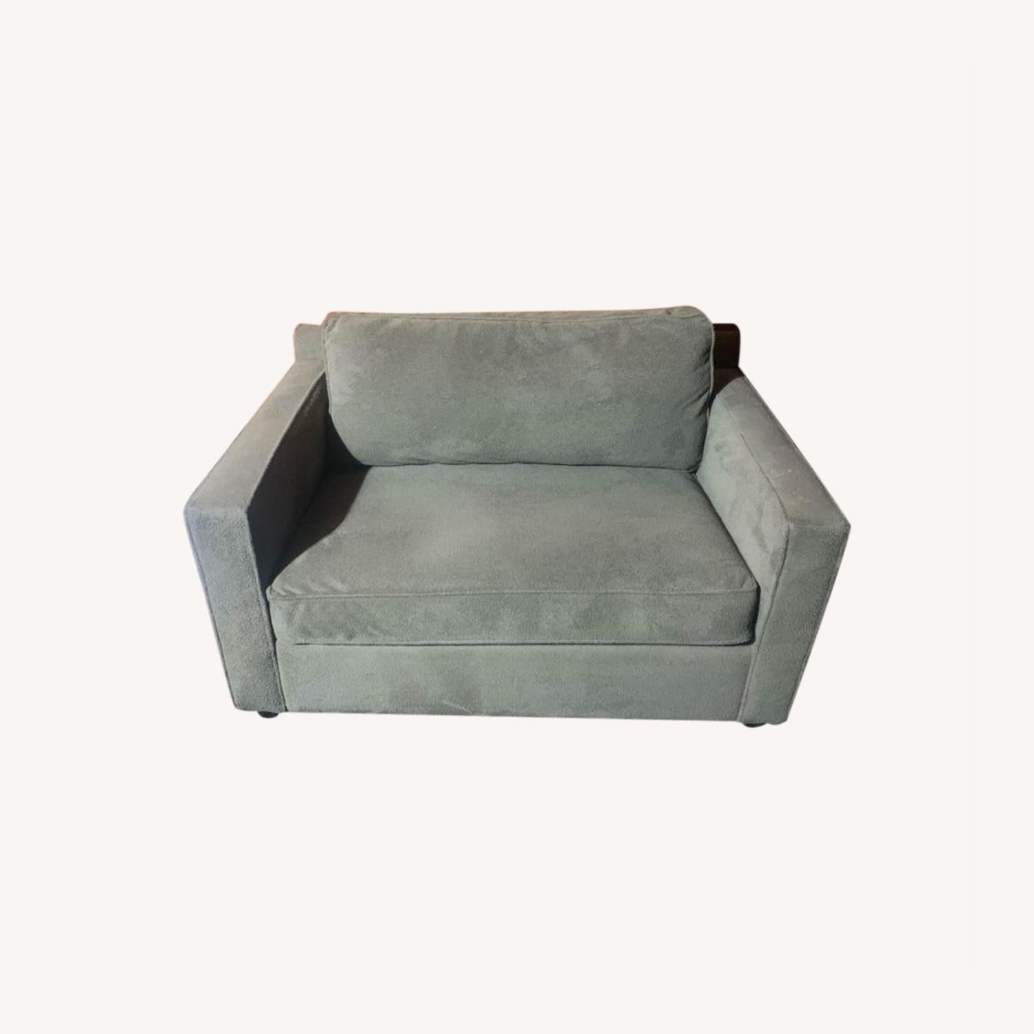Crate & Barrel Green Loveseat Sofa Couch AptDeco