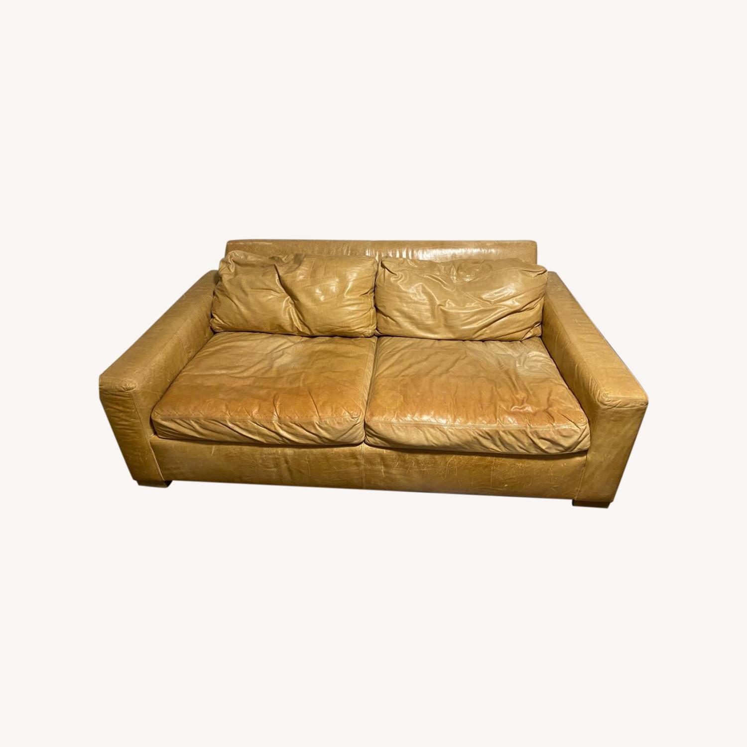 Restoration Hardware 7 Maxwell Leather Sleeper Sofa - image-0
