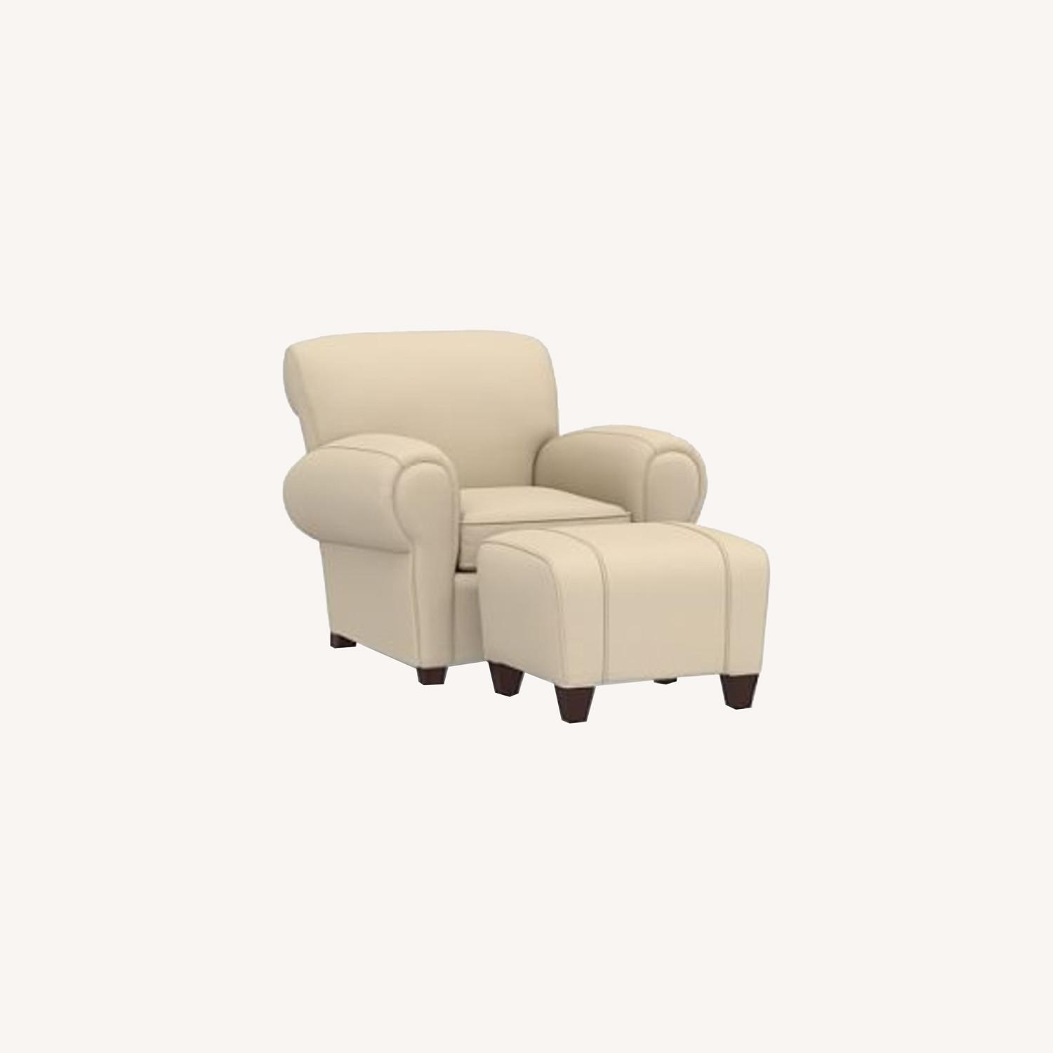 Pottery Barn Manhattan Armchair and Ottoman Set AptDeco