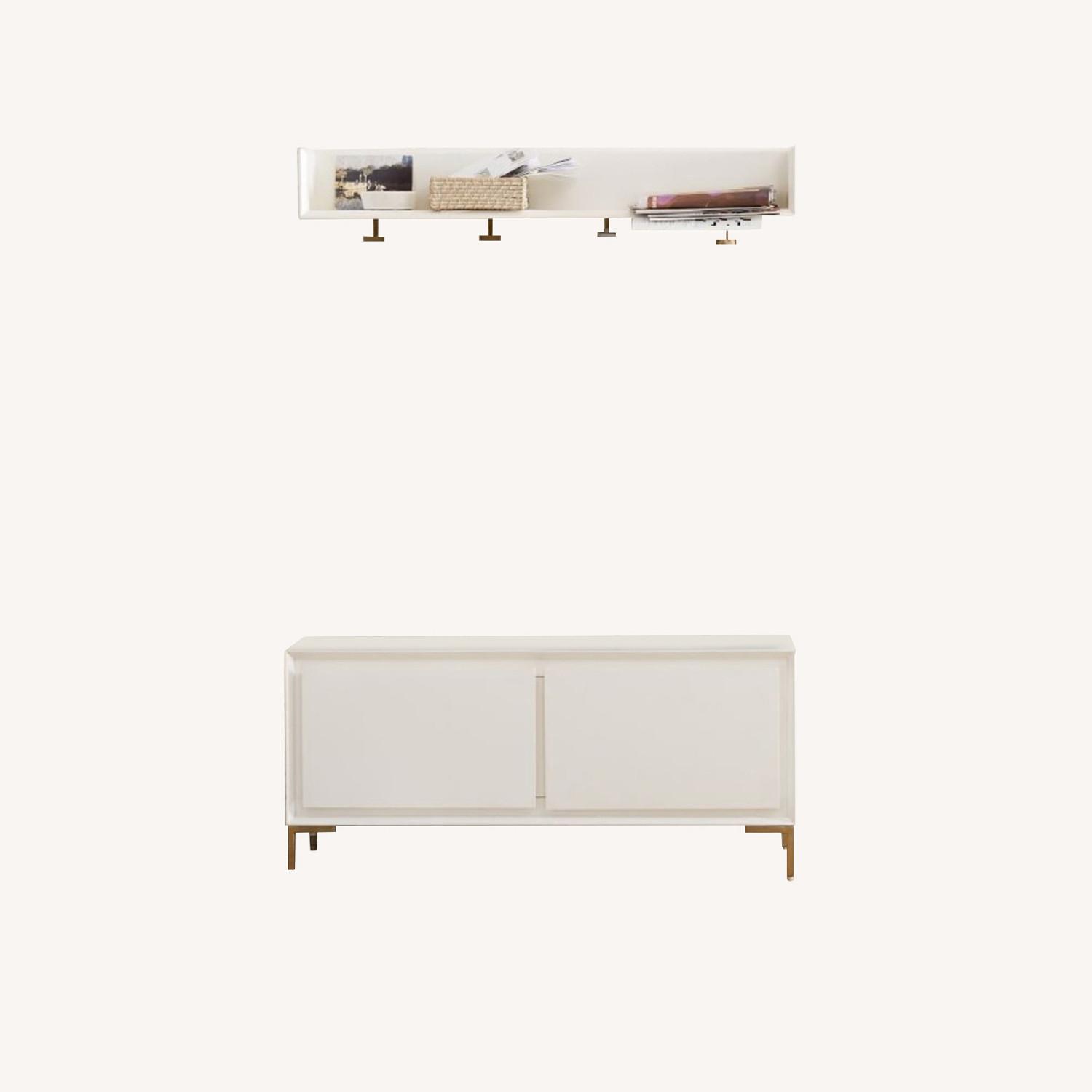 West Elm Entryway Bench + Wall Shelf Set AptDeco