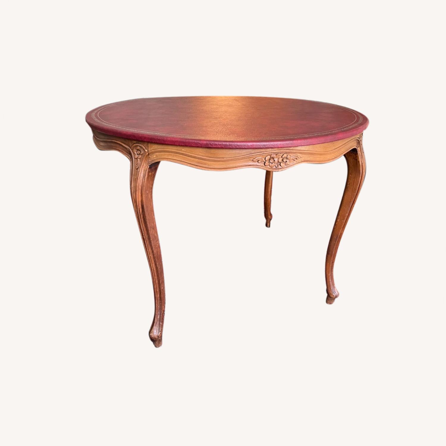 41 Round Leather Top Table AptDeco