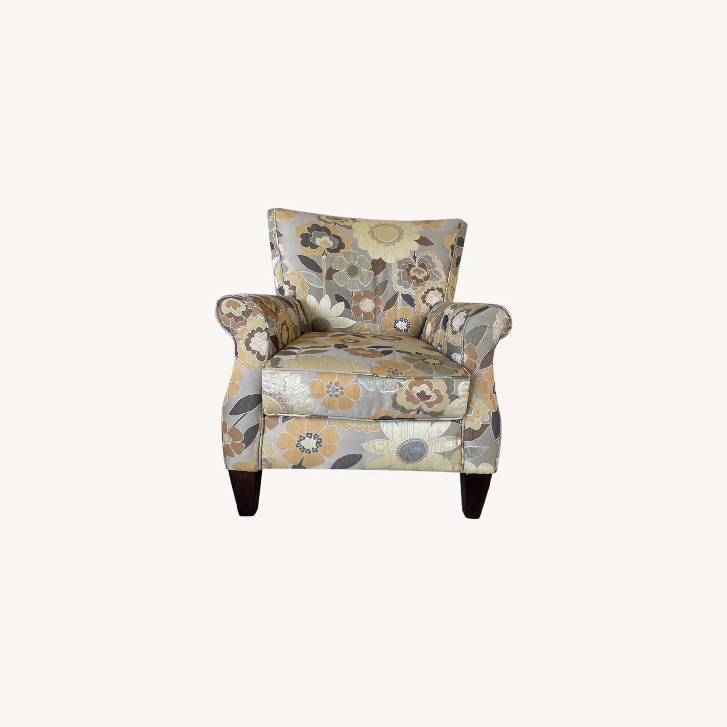 Beige/Gold Floral Upholstered Armchair AptDeco