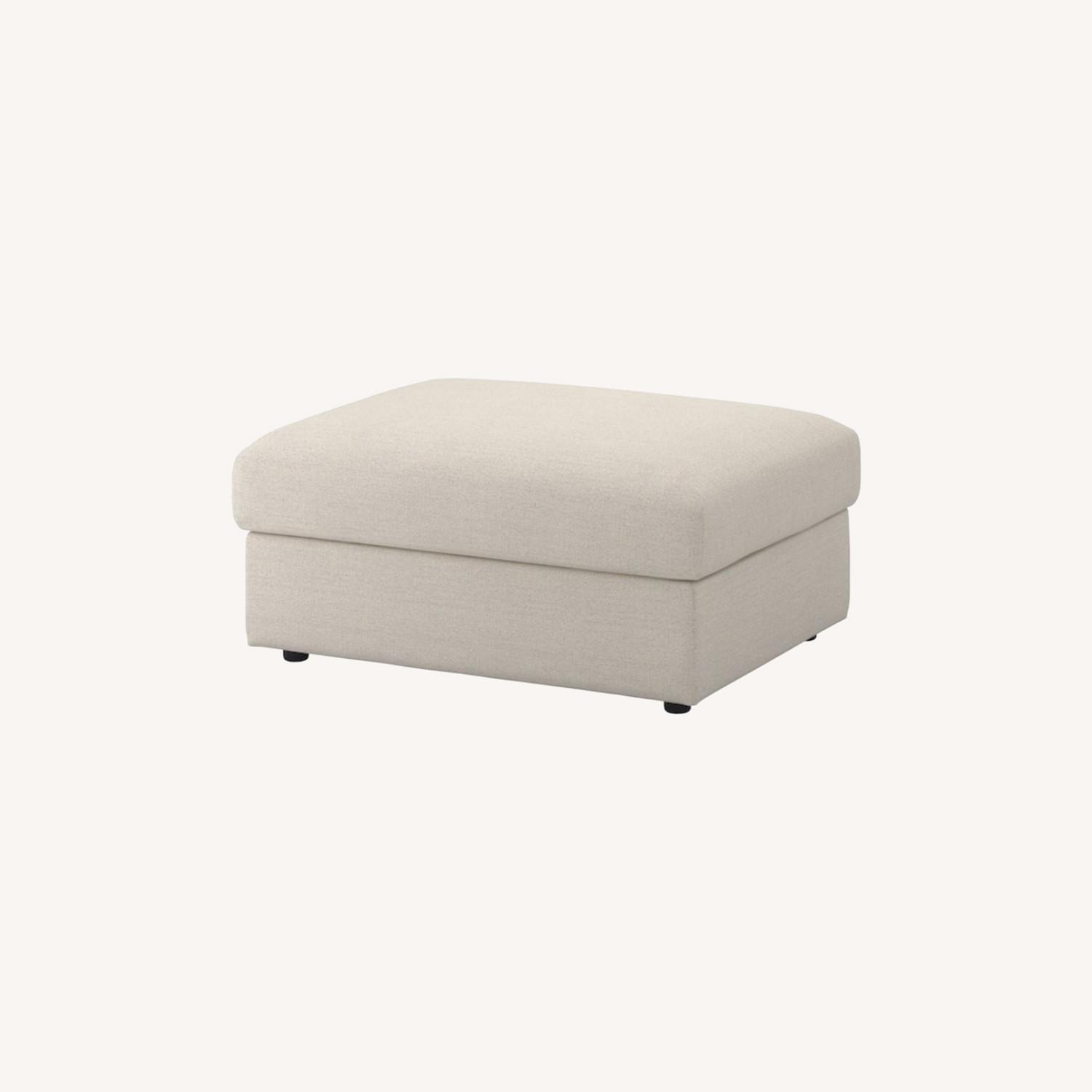 IKEA Finnala Storage Ottoman in Gunnard Beige AptDeco