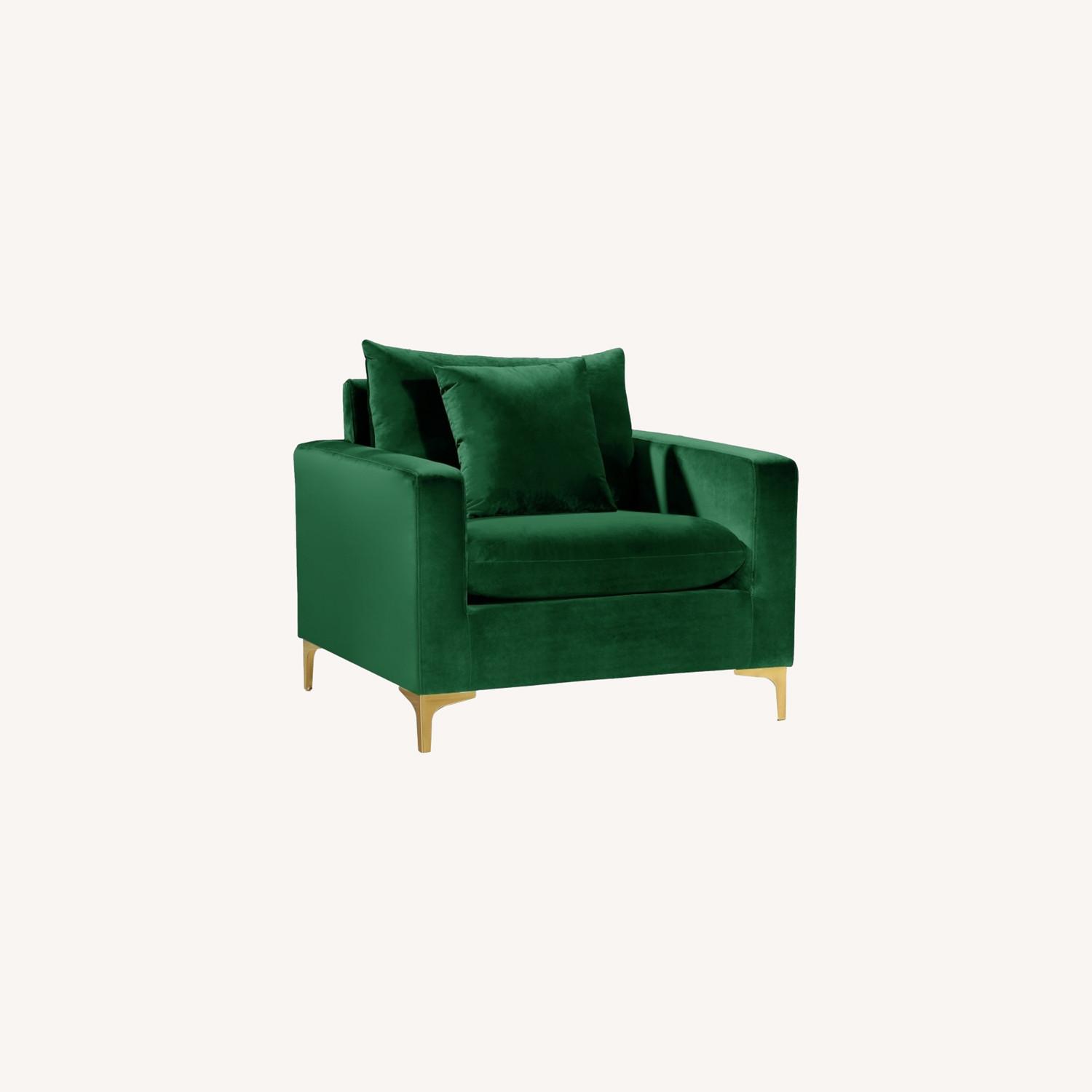 Chair In Green Velvet W/ Deep Seat Cushion AptDeco