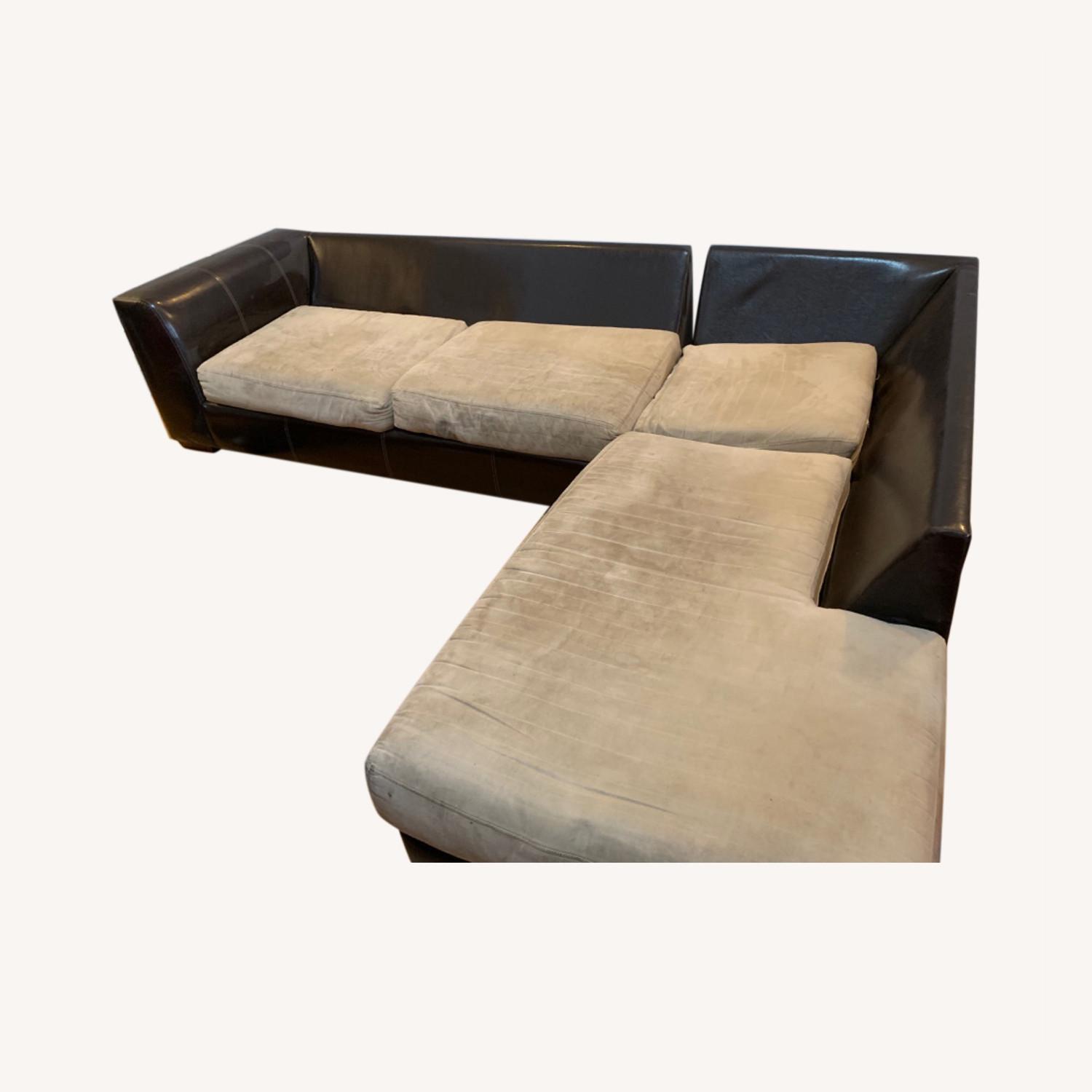 Two tone L-Shaped 2-Pc Leather sectional sofa - image-0