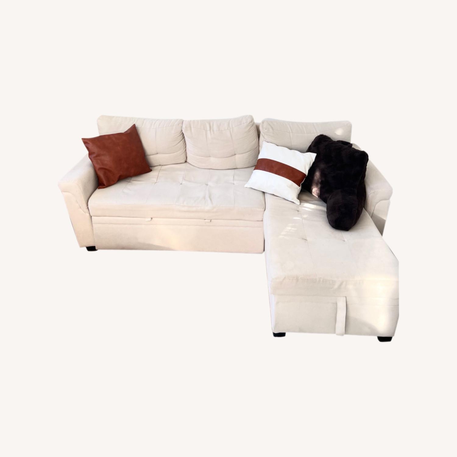 Sleeper Sectional Beige with Storage AptDeco