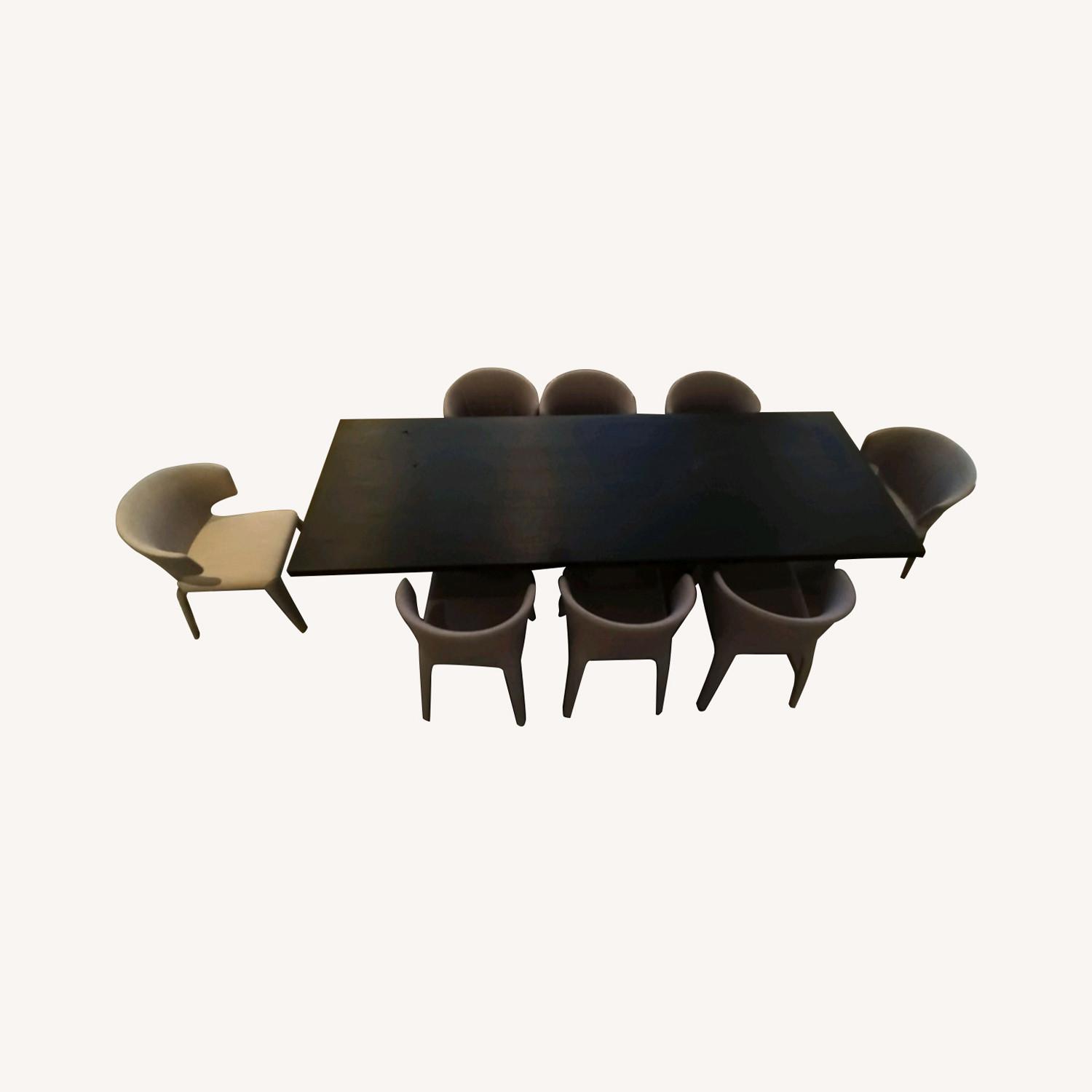 Solid Wood Dining Table w/8 Fabric Chairs - AptDeco