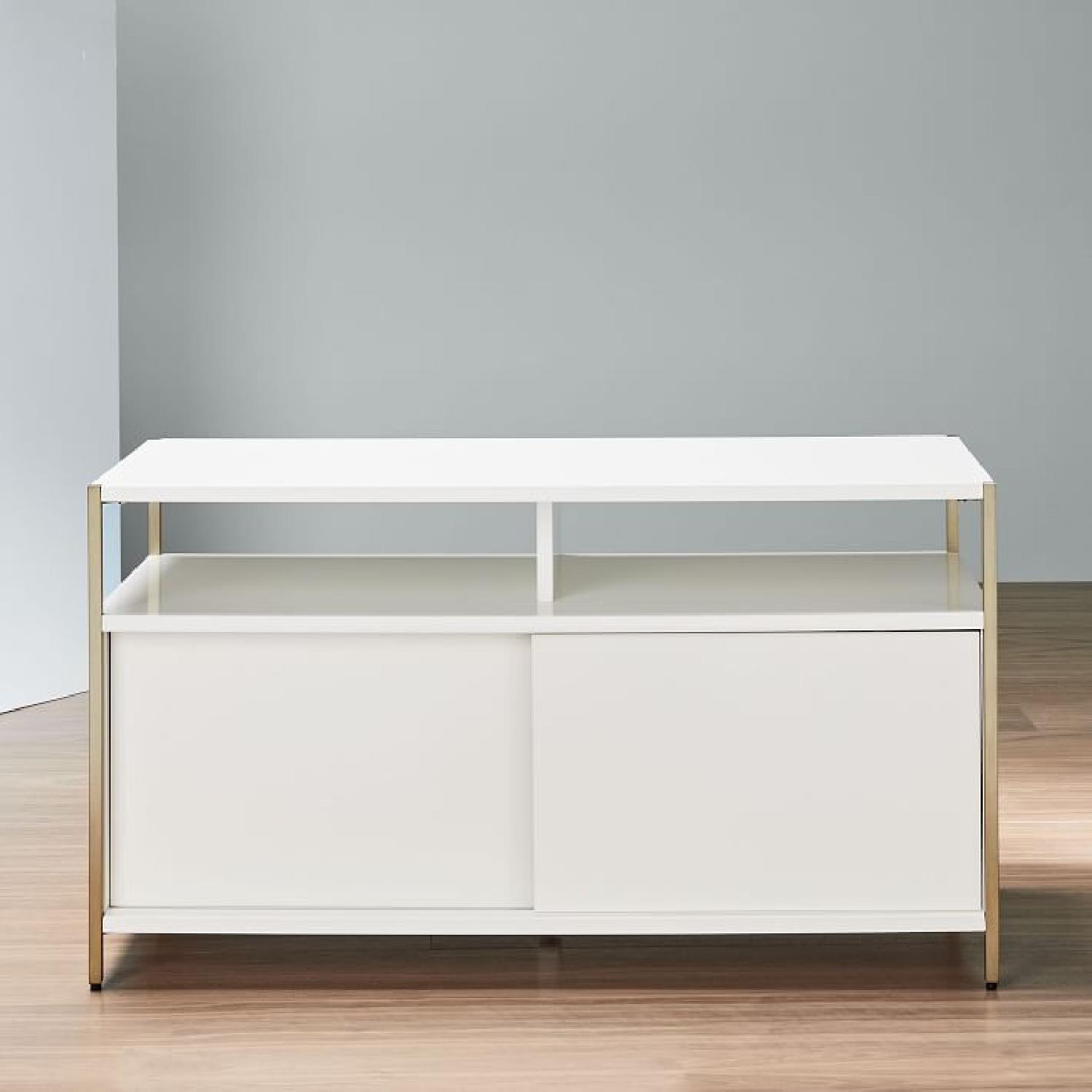 West Elm Zane White Media Console AptDeco