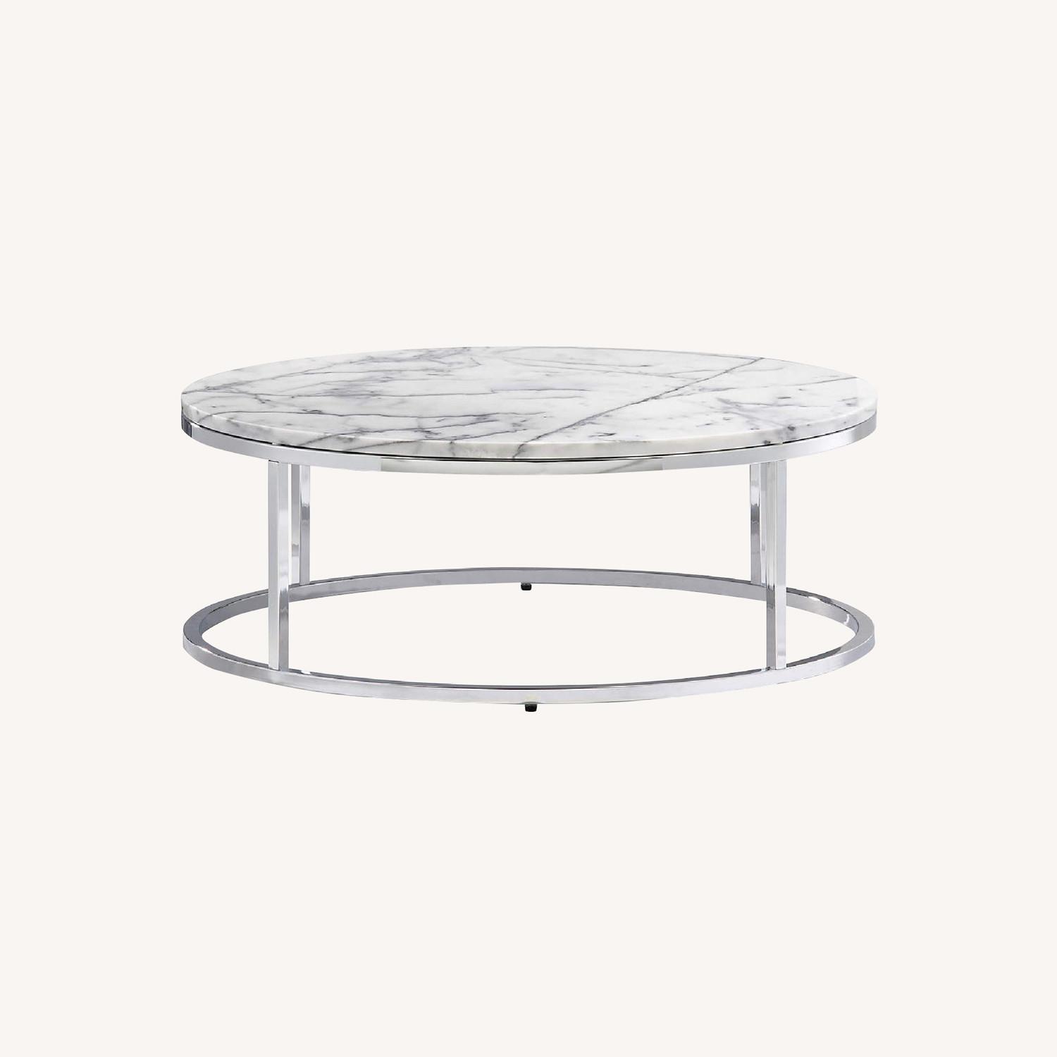 CB2 Coffee Table Chrome & Marble AptDeco