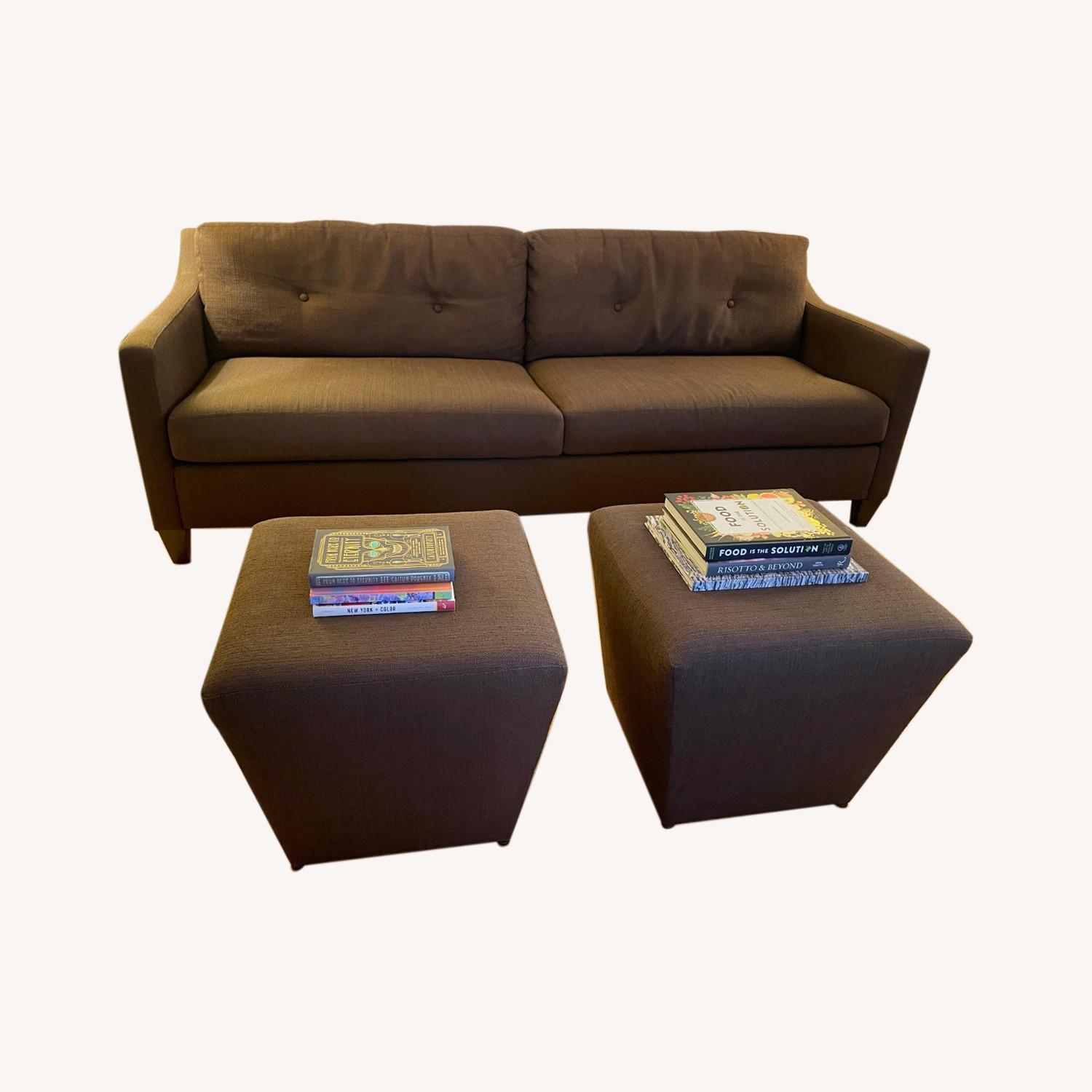 Ethan Allen Couch with 2 Matching Foot Ottomans AptDeco