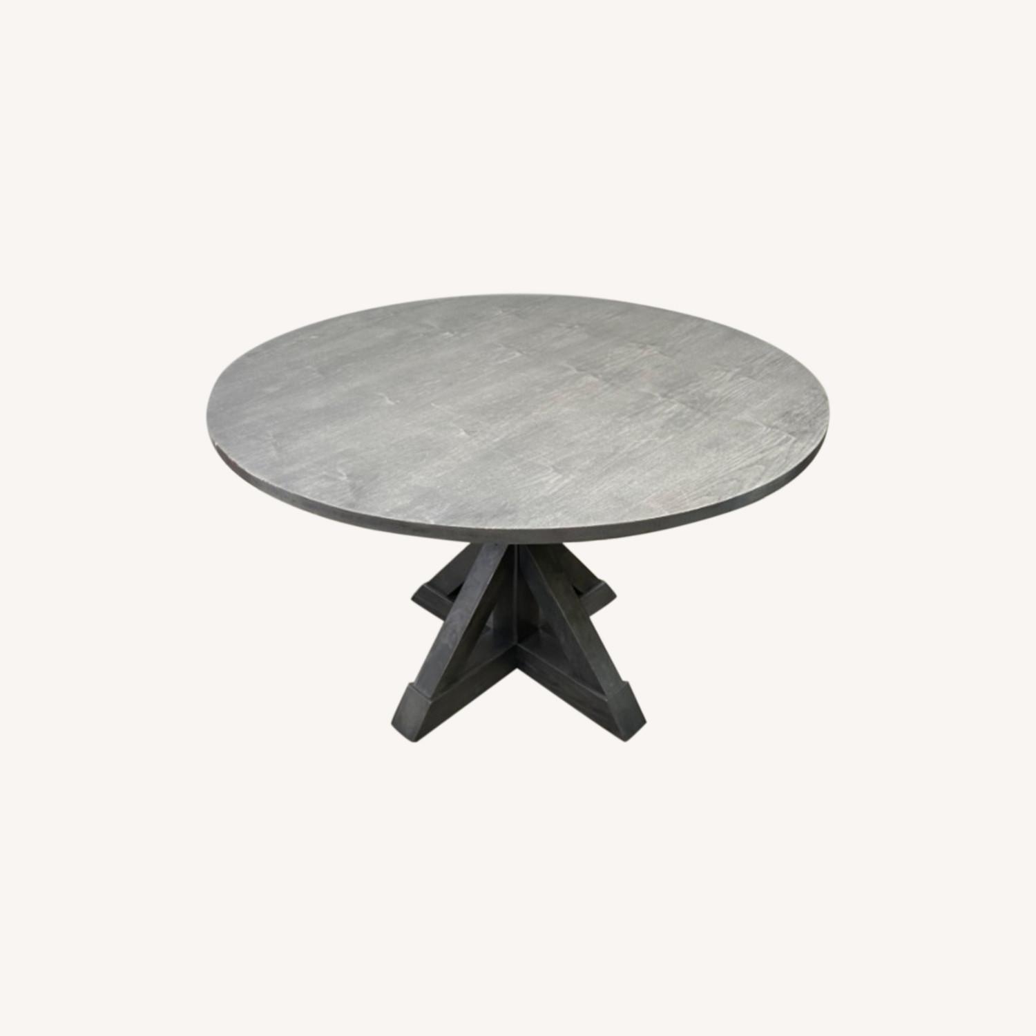 Living World Gray Pedestal Dining Table AptDeco