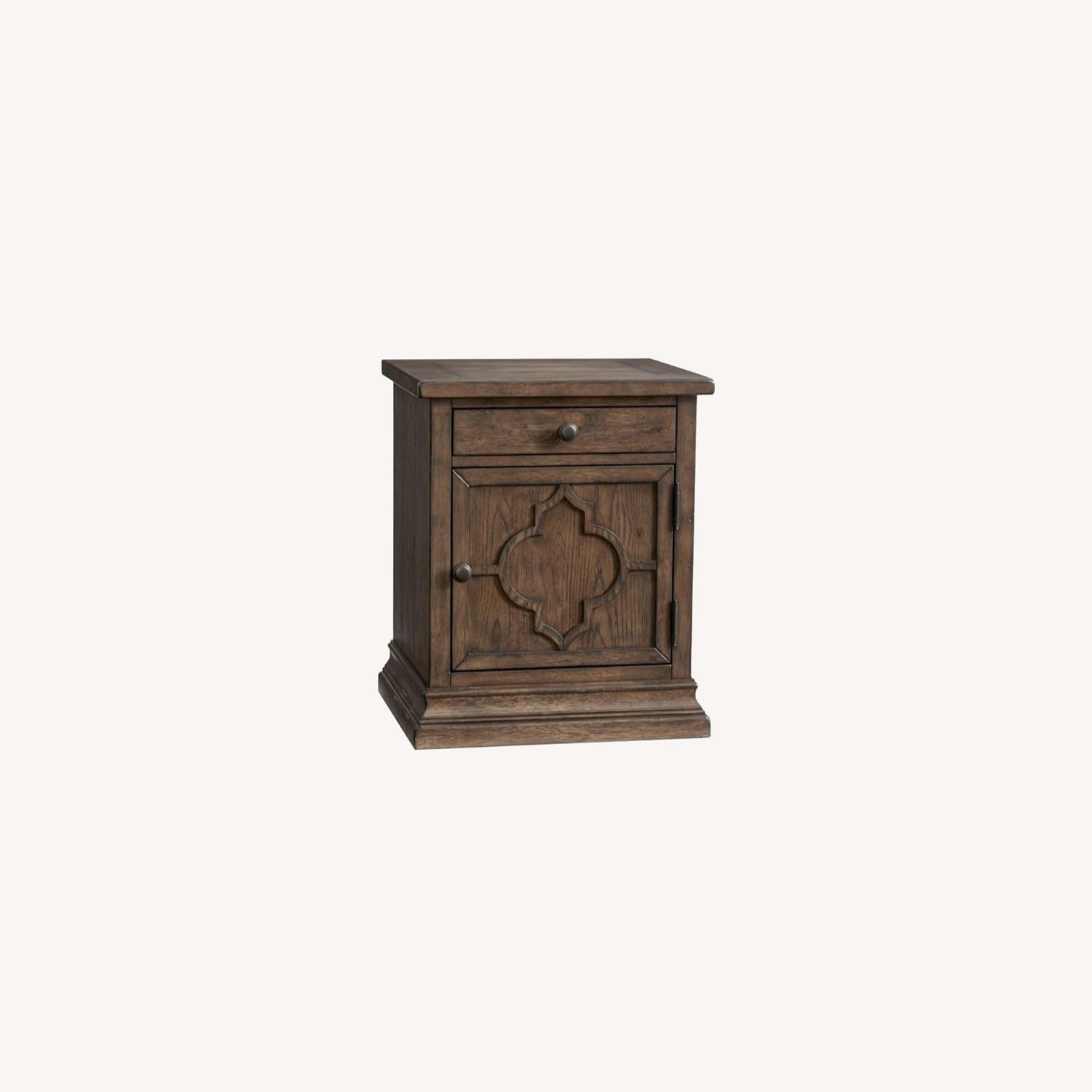 Pottery Barn Lorraine End Table, Hewn Oak - image-0