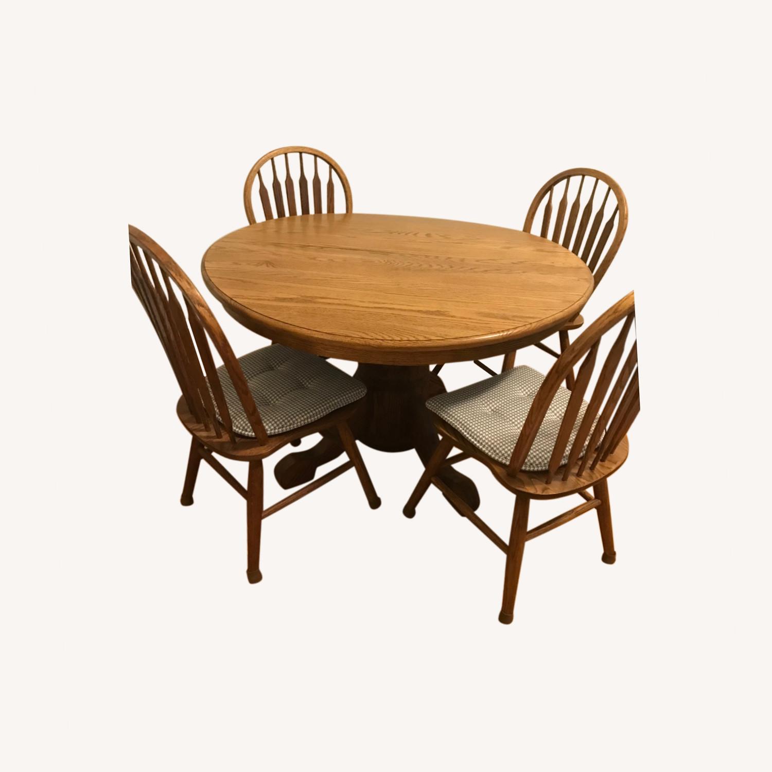 Solid Oak Pedestal Dining Table - image-0