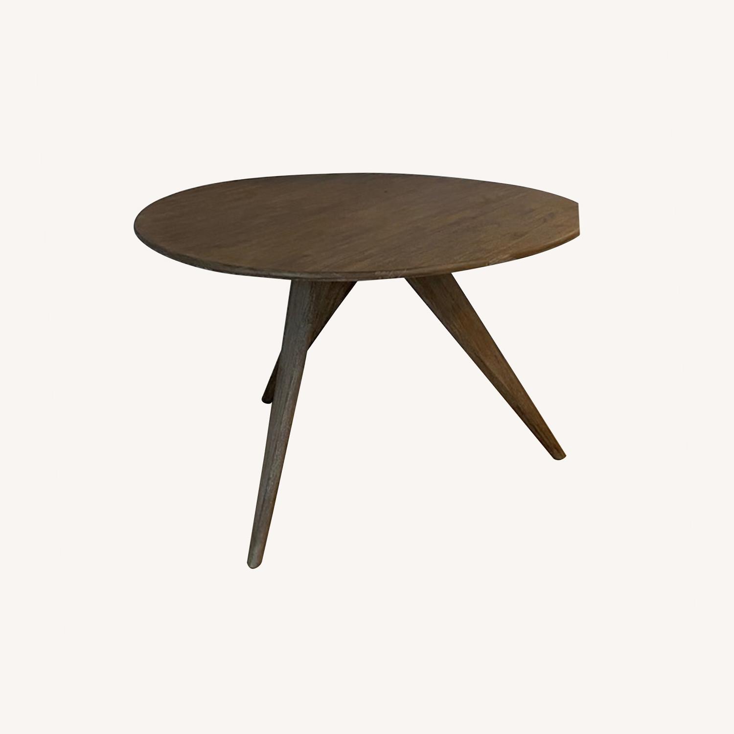 West Elm Round teak Kitchen Table - AptDeco
