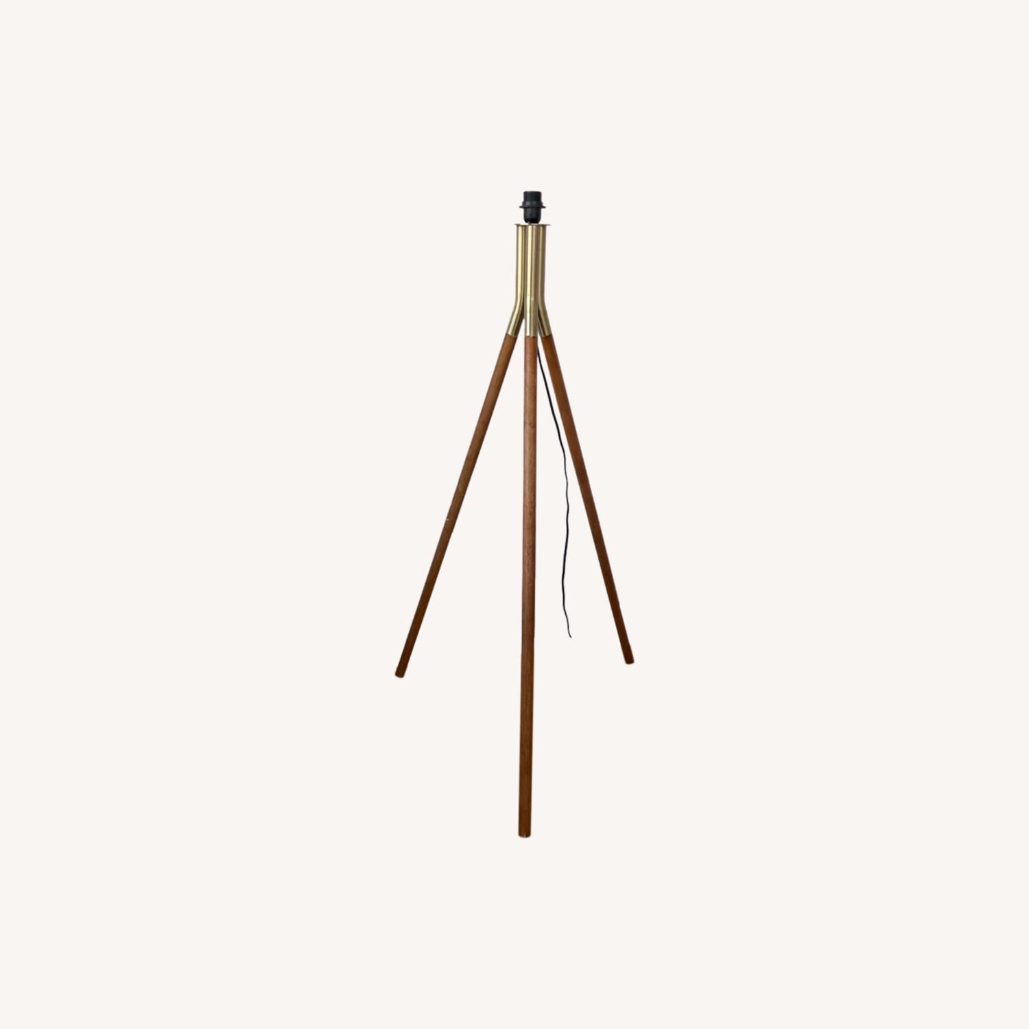 CB2 Wood & Brass Tres Floor Lamp Base - image-0