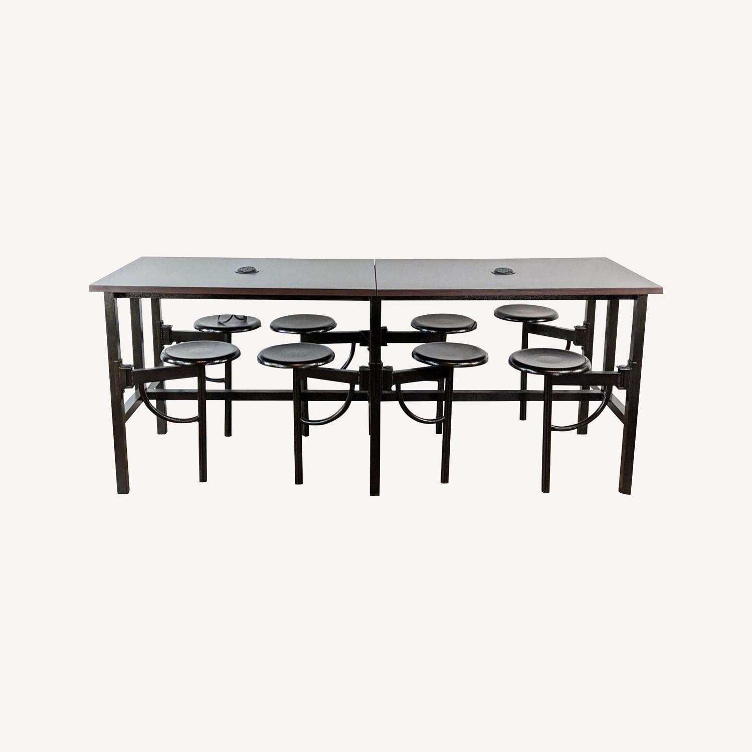 OFM Table with Attached Stools AC Outlets&USBPorts - image-0