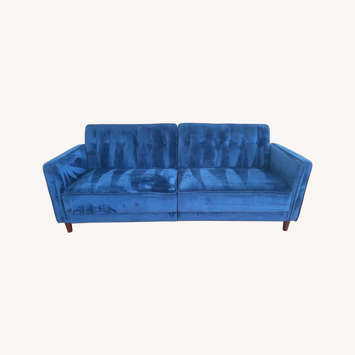 West Elm Blue Velvet Sleeper AptDeco