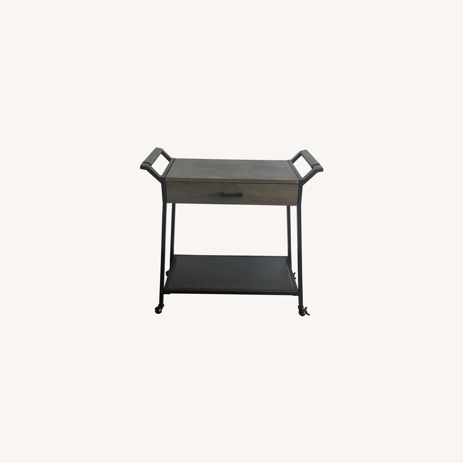 Kirkland's Dark Brown and Leather Bart Cart - image-0