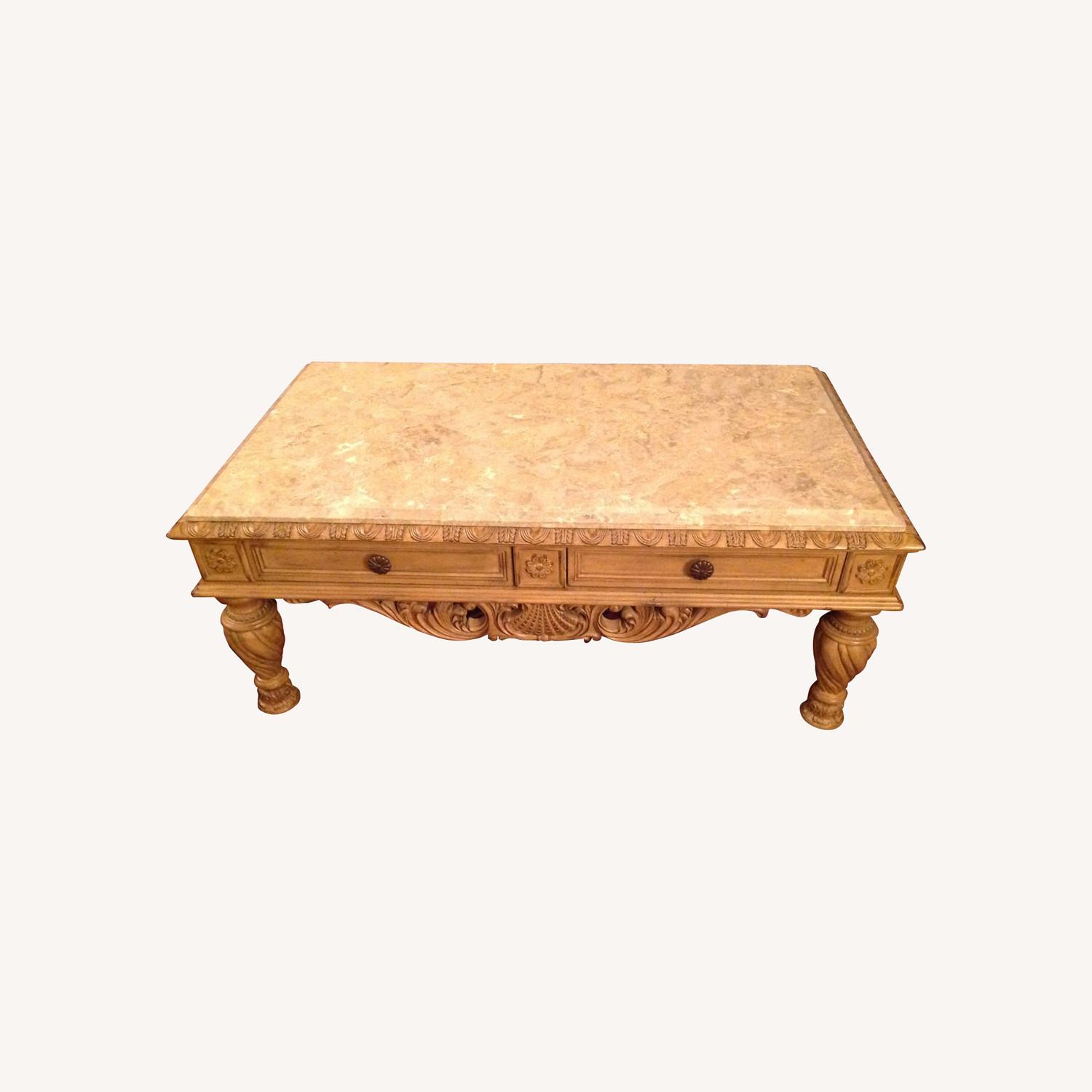 Ashley Furniture Marble Top Center Table and End Tables AptDeco