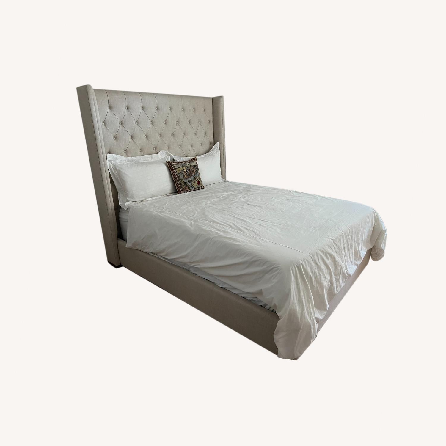 Restoration Hardware Queen Tufted Platform Bed AptDeco