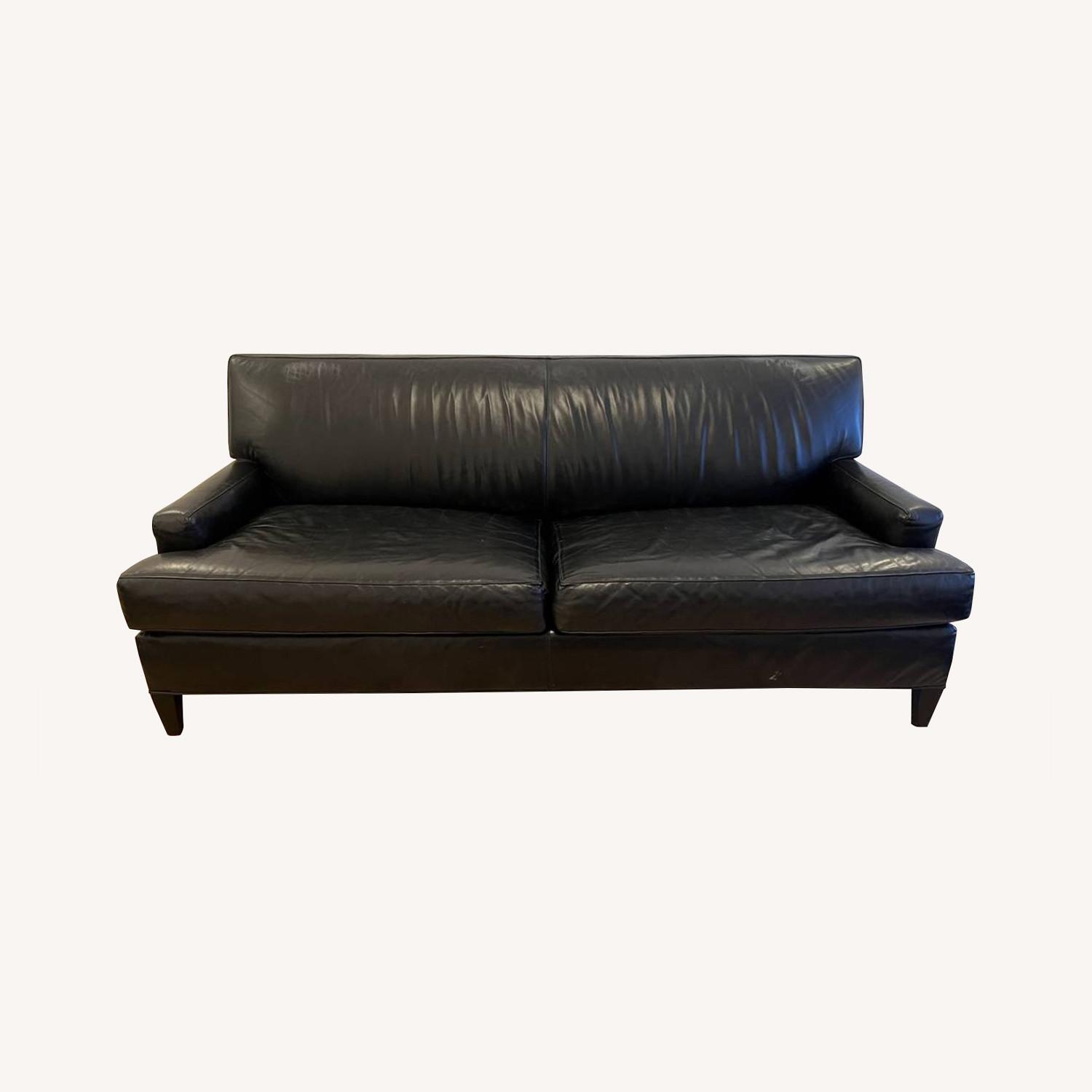 Crate & Barrel Black Leather Sofa AptDeco